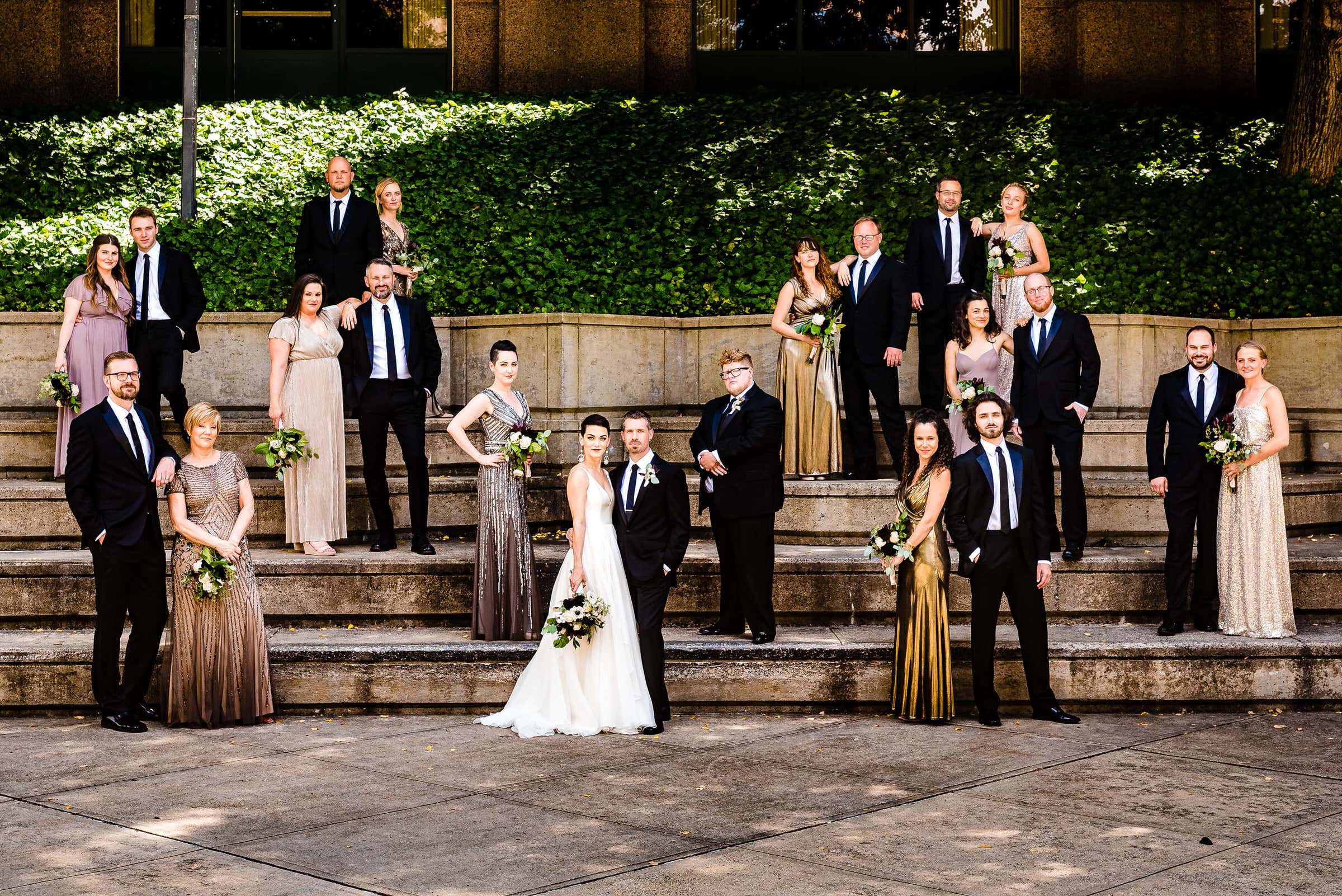 Group pose on stone steps