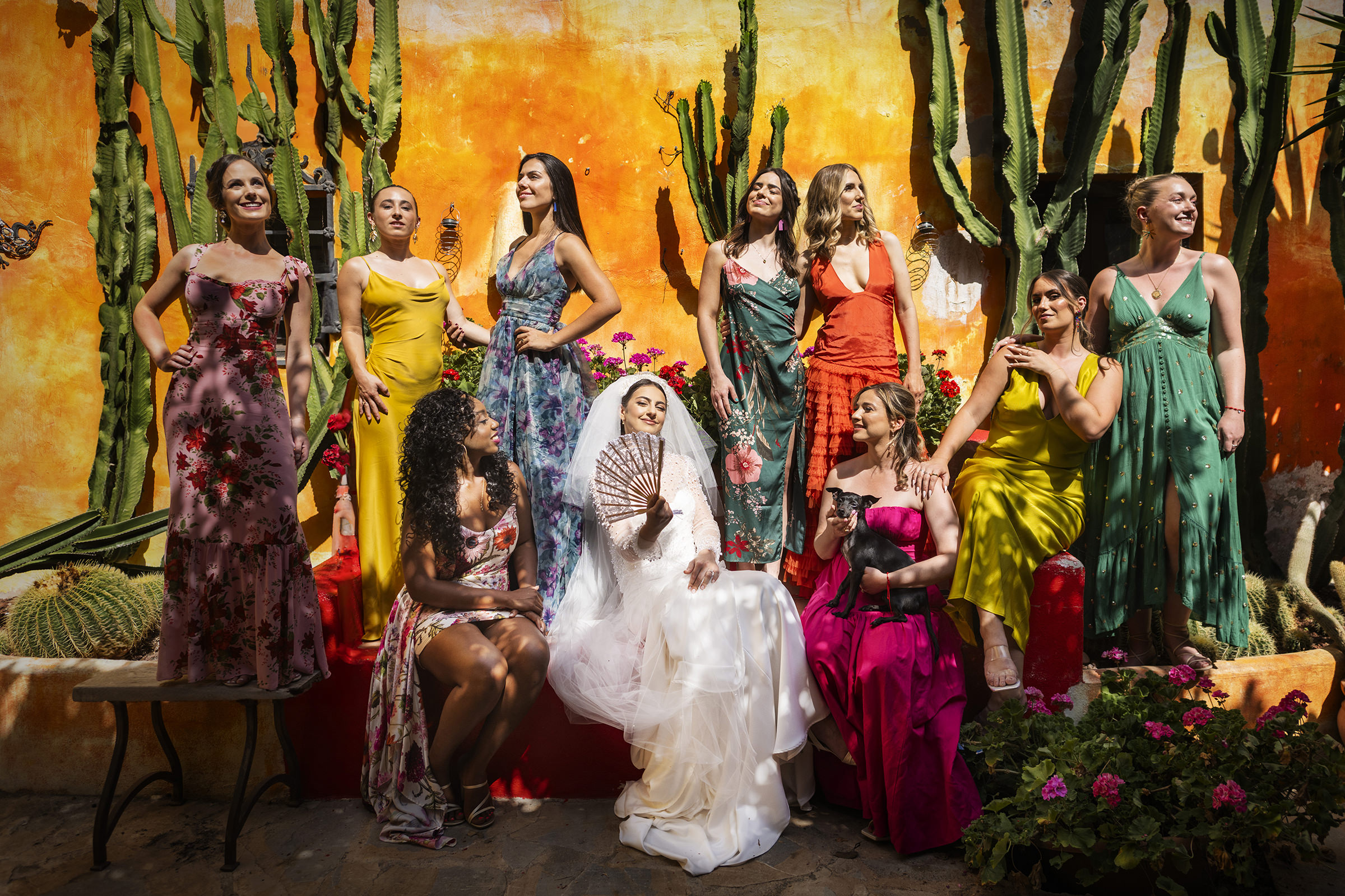 Colorful bridal party