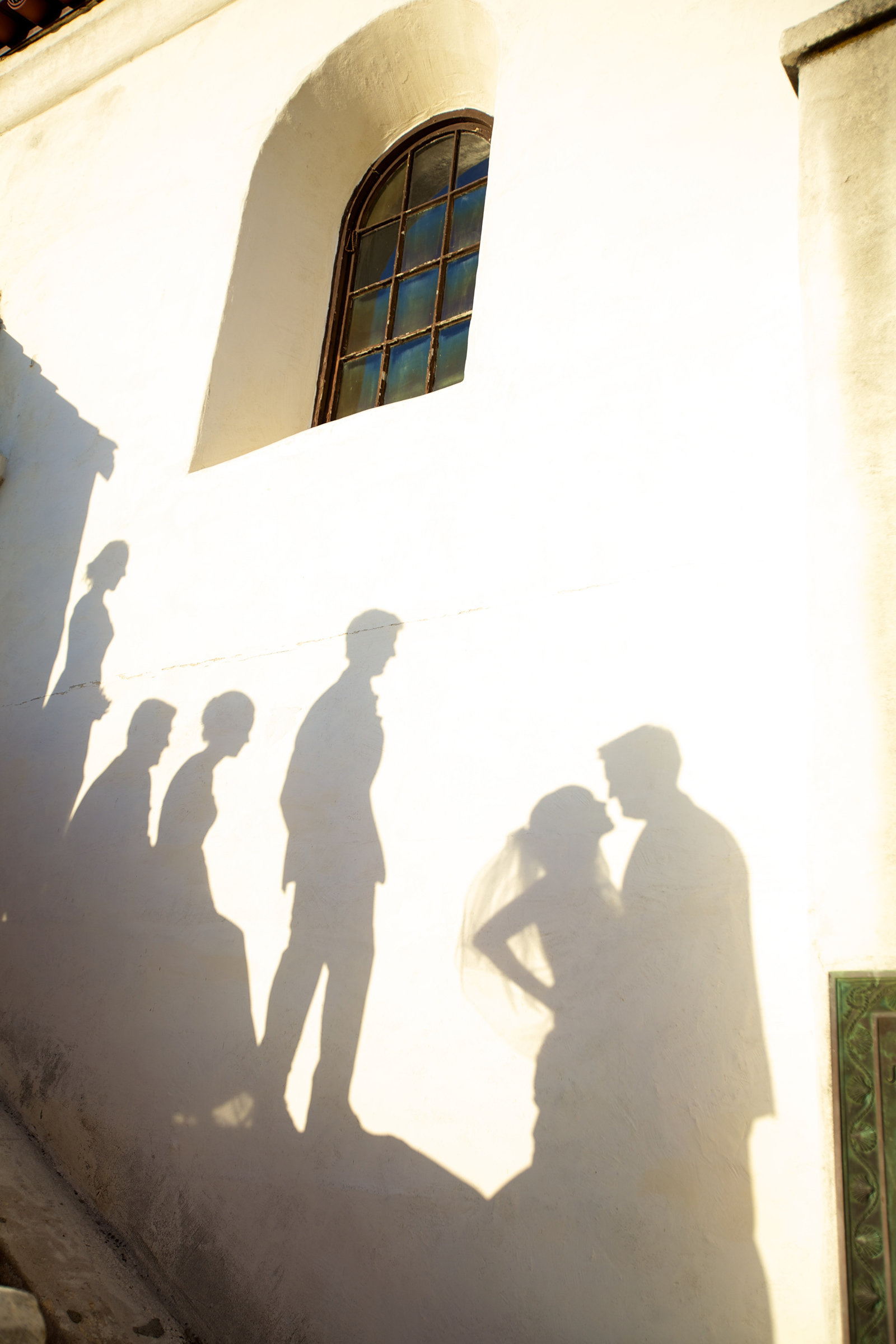 Shadow of bride and groom