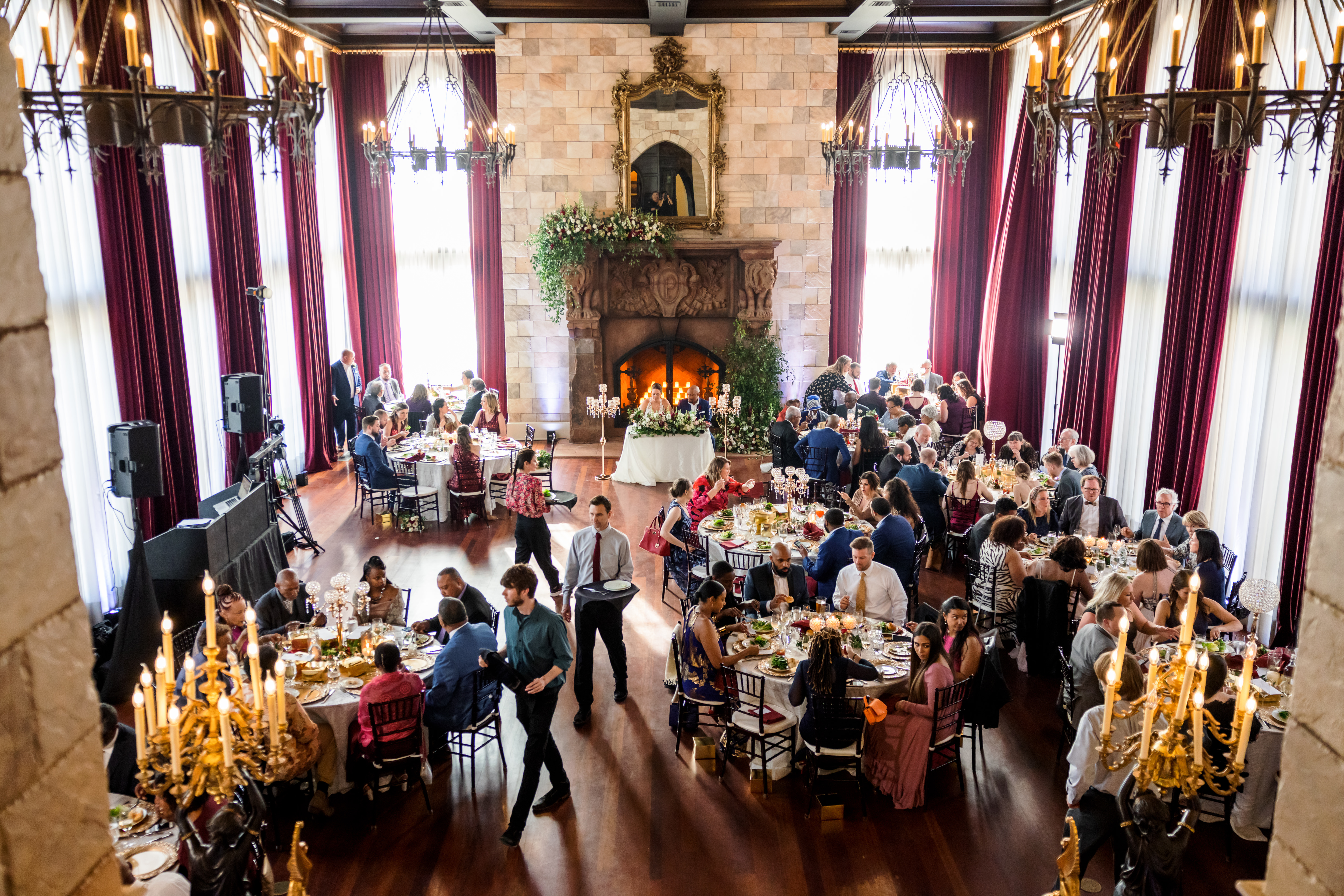 Aerial view of elegant reception venue Xiaoqi Li Photography