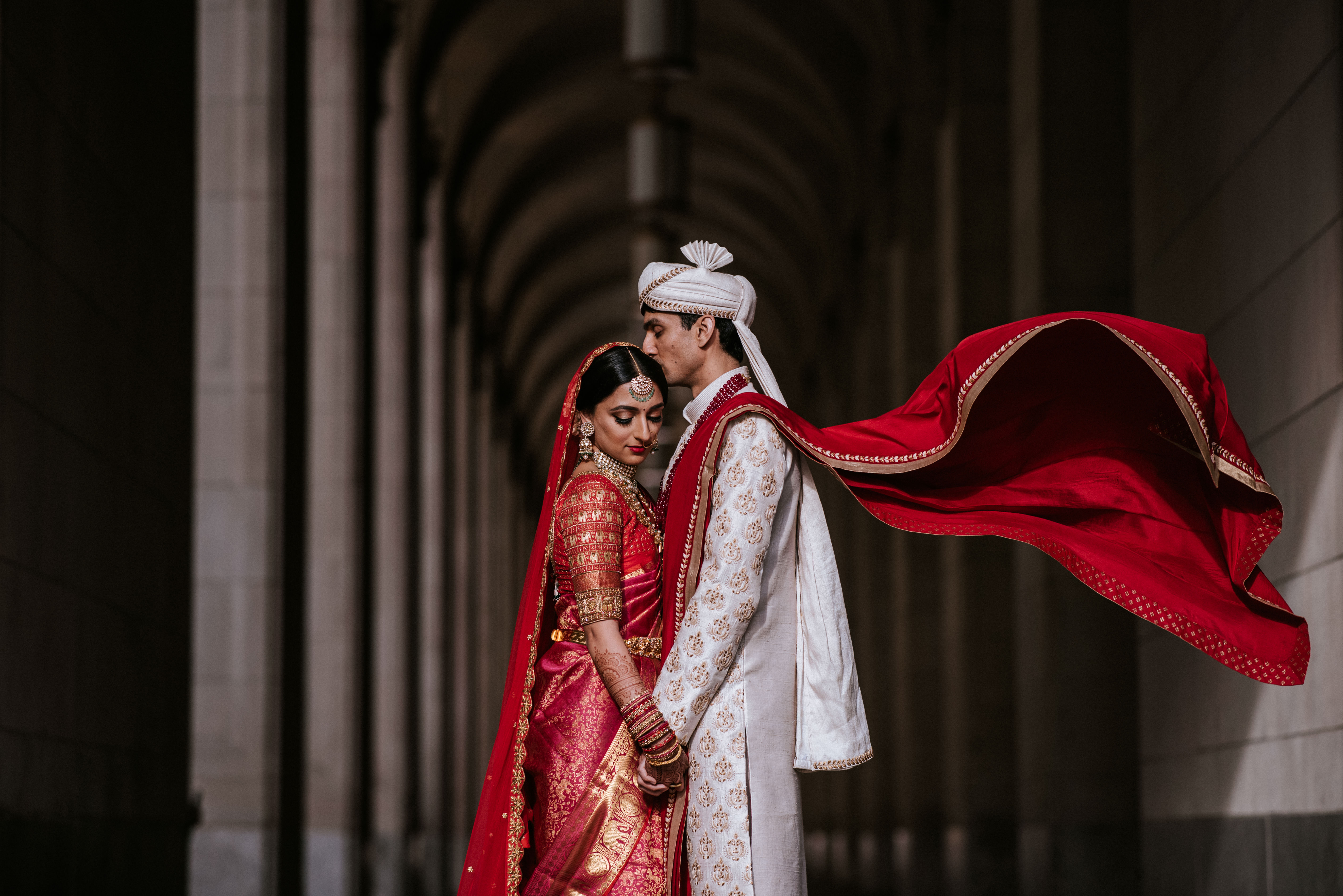 elegant-wedding-portrait-of-couple-red-scarve-charmi-pena