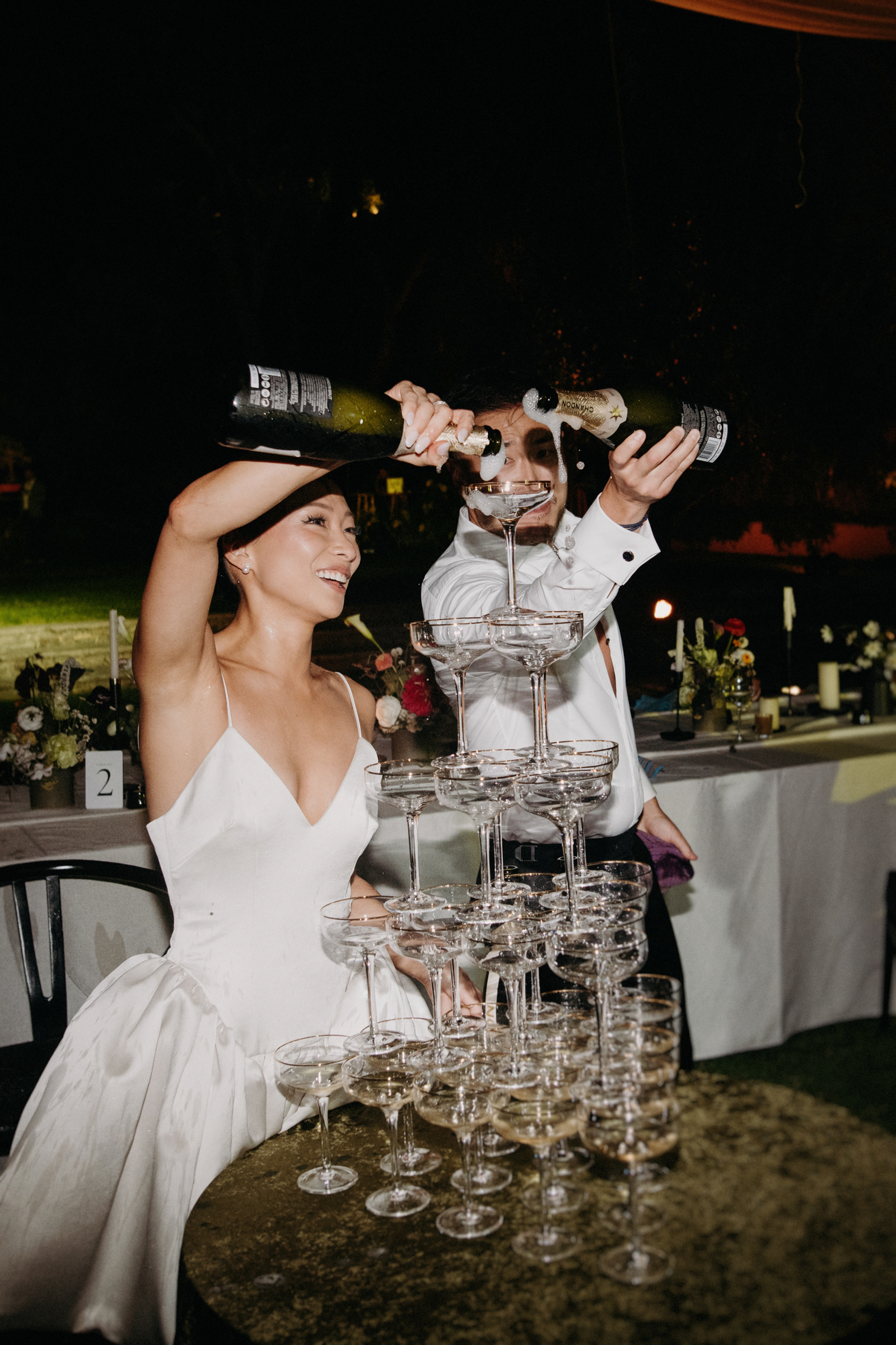 Villa Santa Monica wedding champagne tower, Anna Sauza Photography