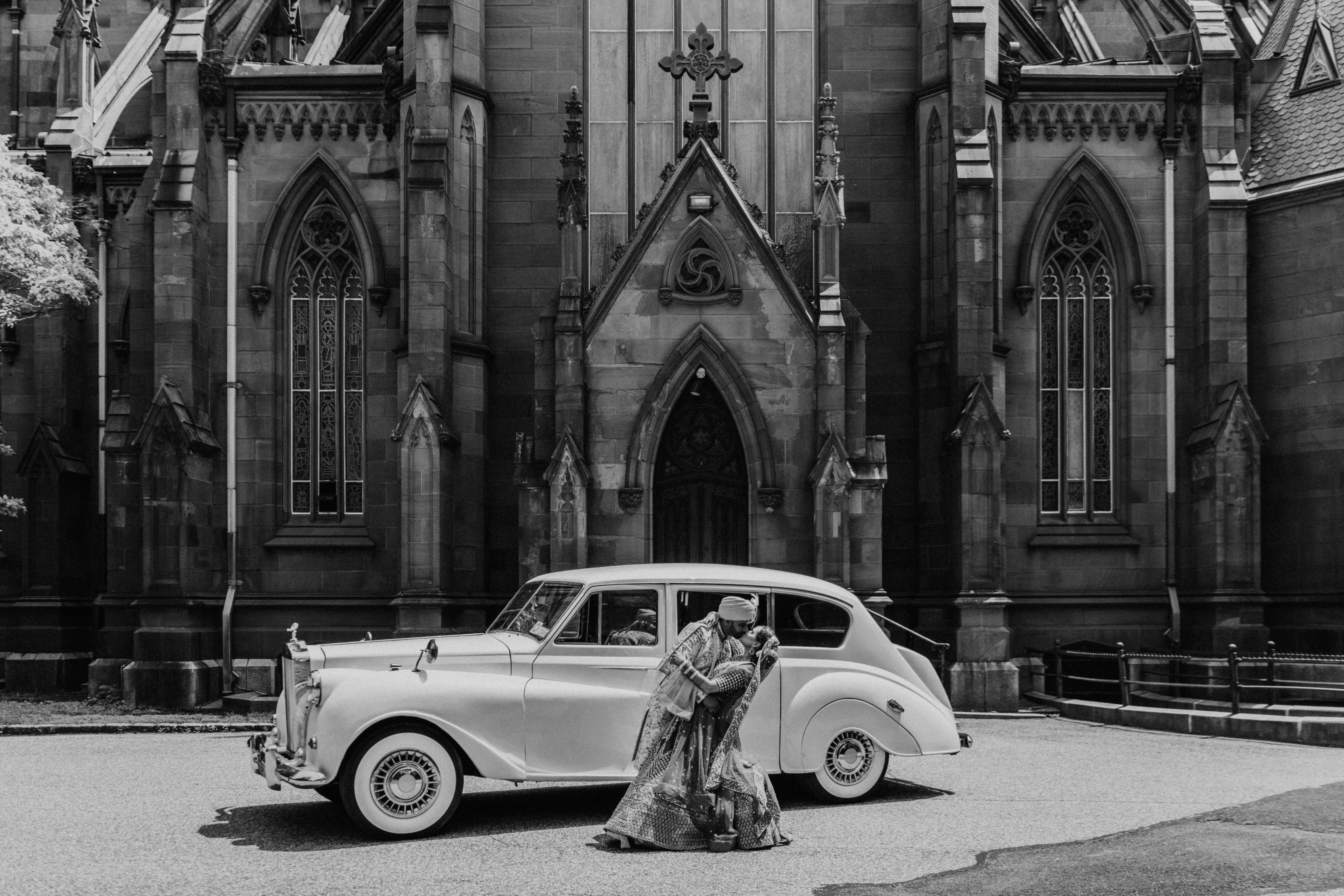 Black and white portrait of bride and groom, Garden City Hotel wedding photography by PTarfiq Photography, NY