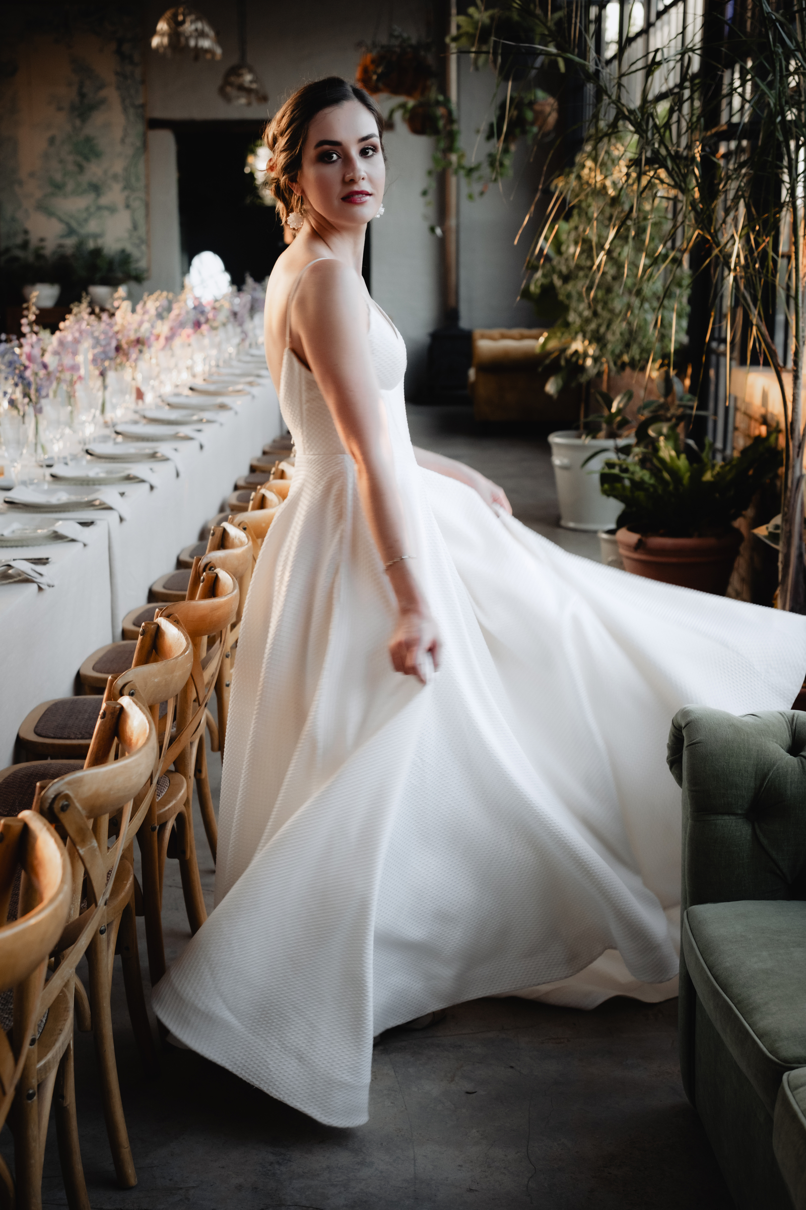 bride's strapless reception gown 