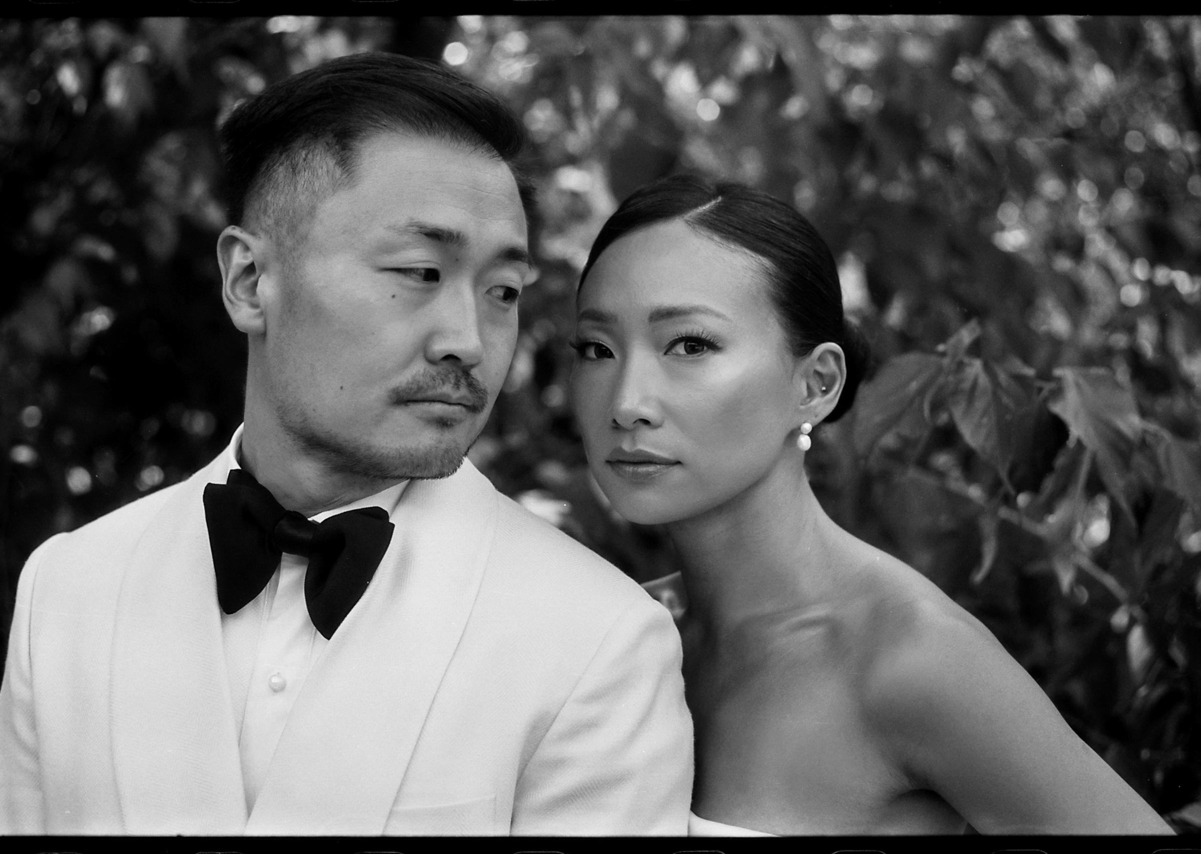 stylish bride and groom at Villa Santa Monica wedding