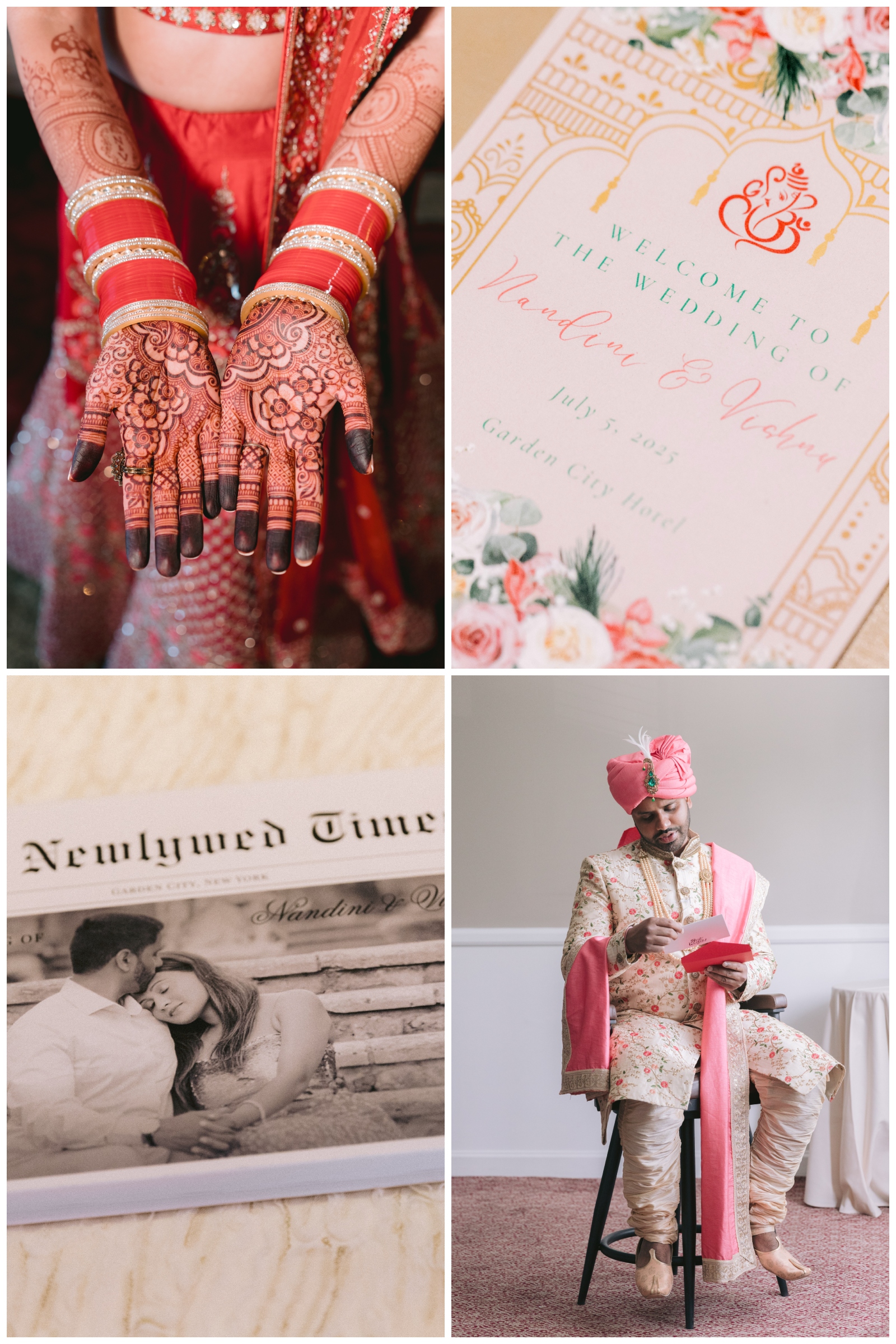 Pink and coral deatails, Garden City Hotel wedding photography by PTarfiq Photography, NY