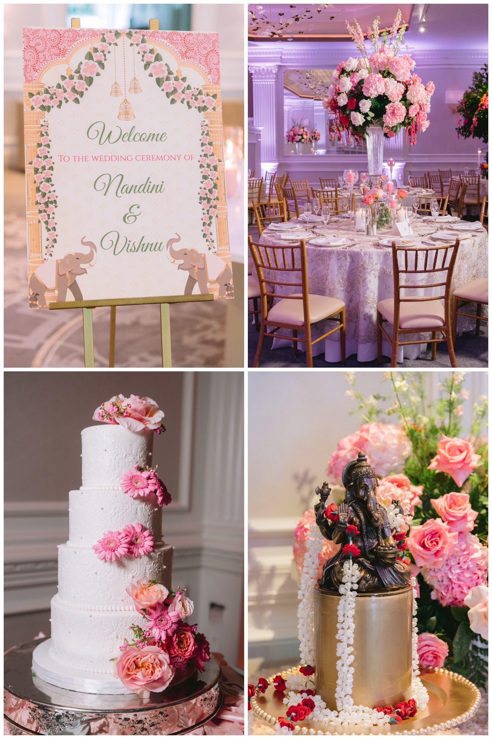 Wedding cake an pink wedding details City Hotel wedding, photographed by PTarfiq Photography, NY