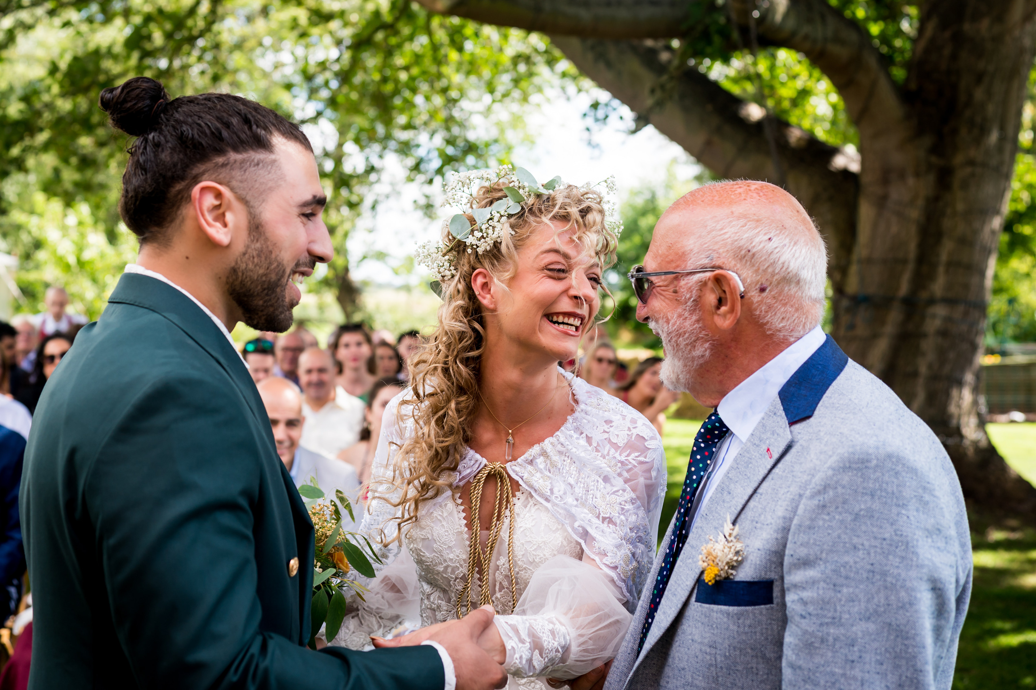 Bride's Father hands her off to her groom