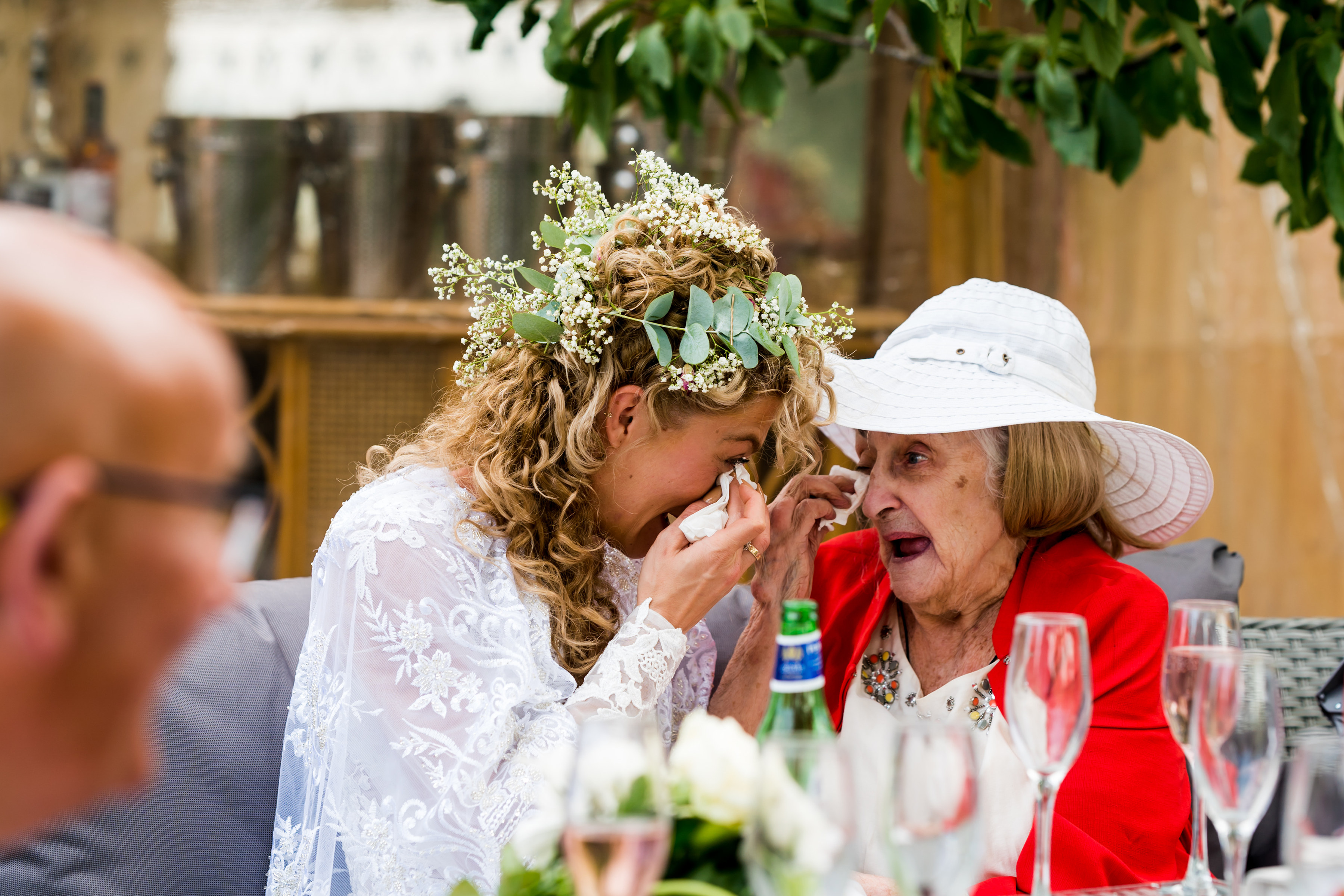 Emotional moment between bride and grandmother