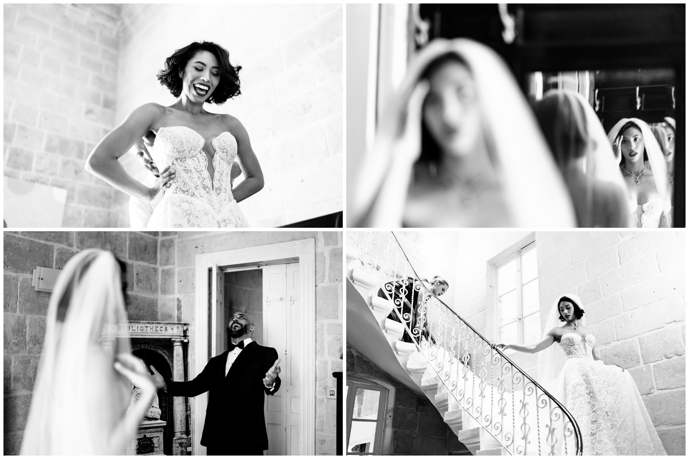 Wedding at Palazzo Parisio, preparation photographed in black and white by Franklin Balzan Photography