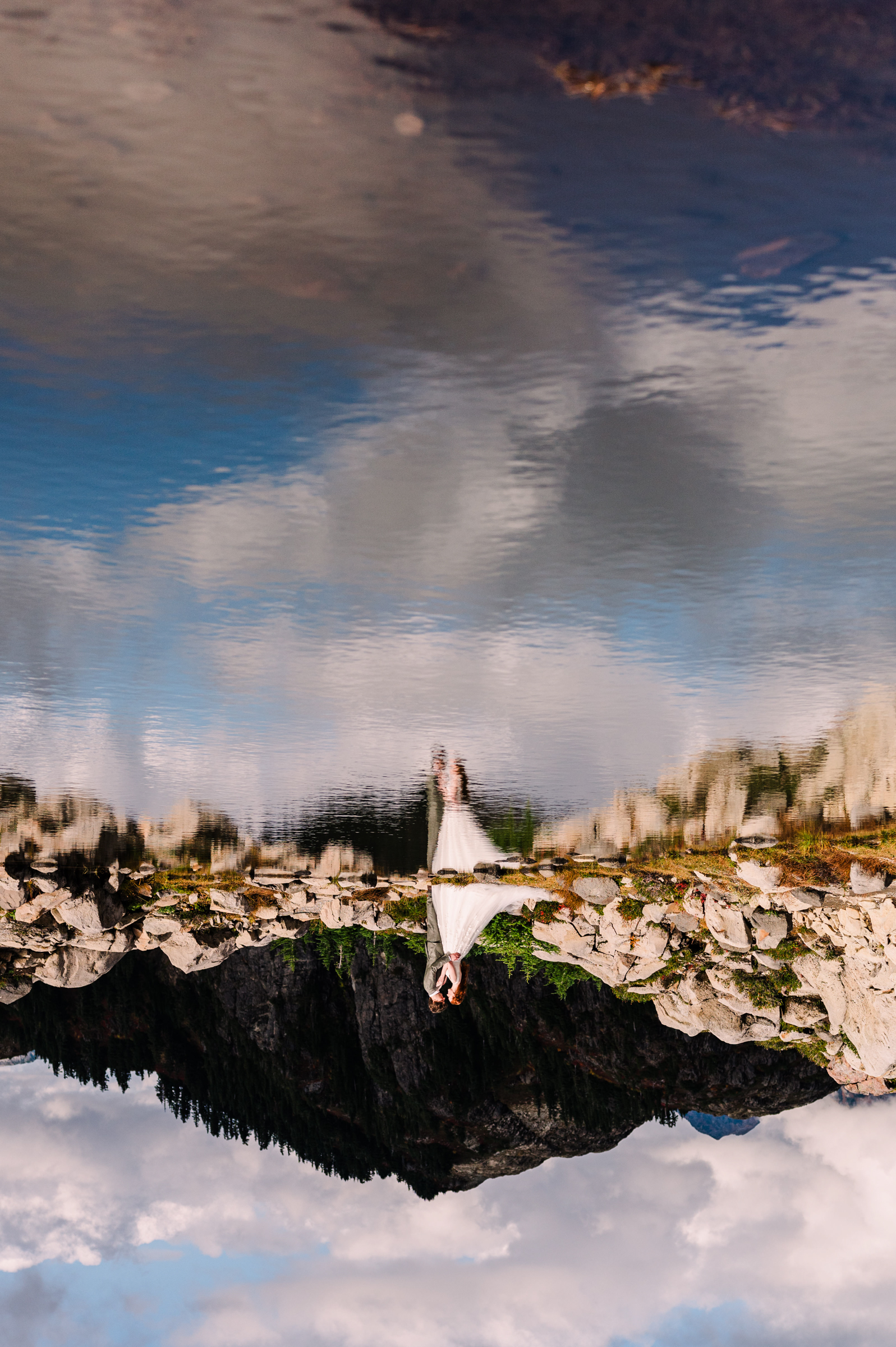 reflection portait at Heather Meadows by Marla Manes Photography, Mt. Baker elopement