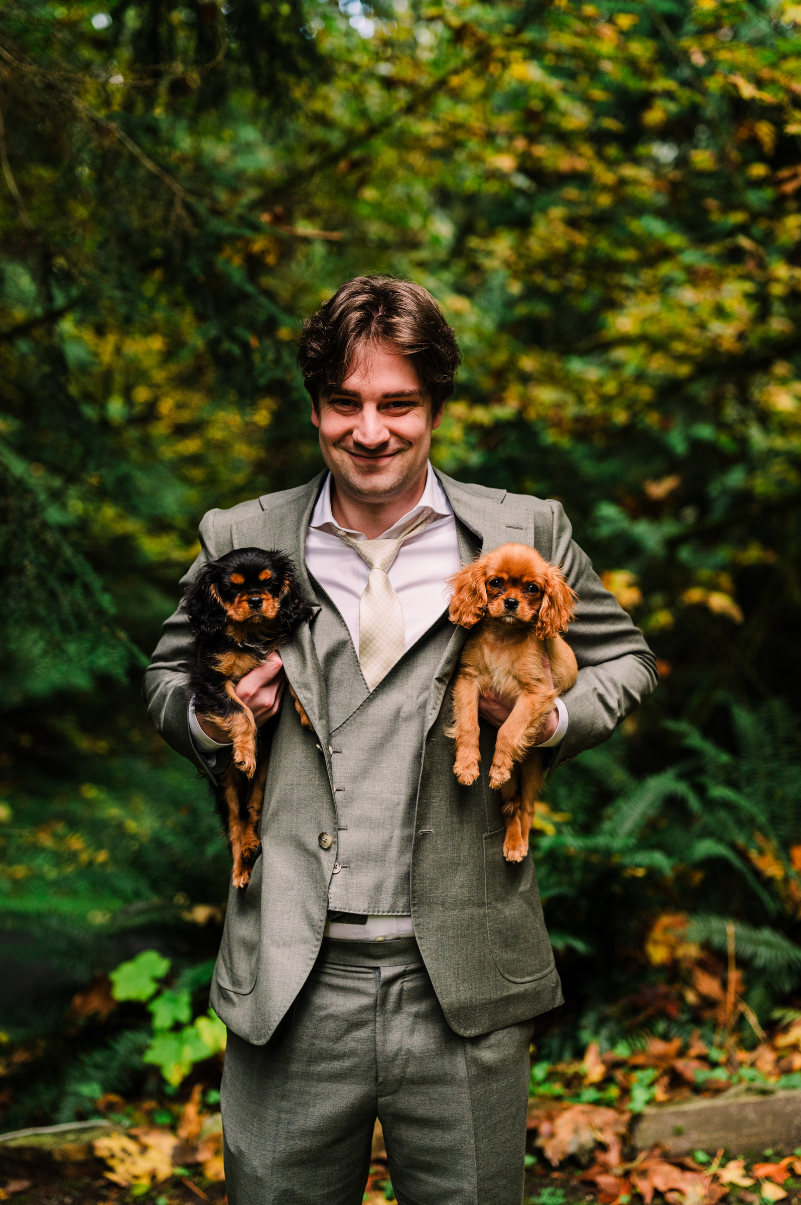 two cocker spaniels at Mt. Baker elopement photographed by Marla Manes Photography