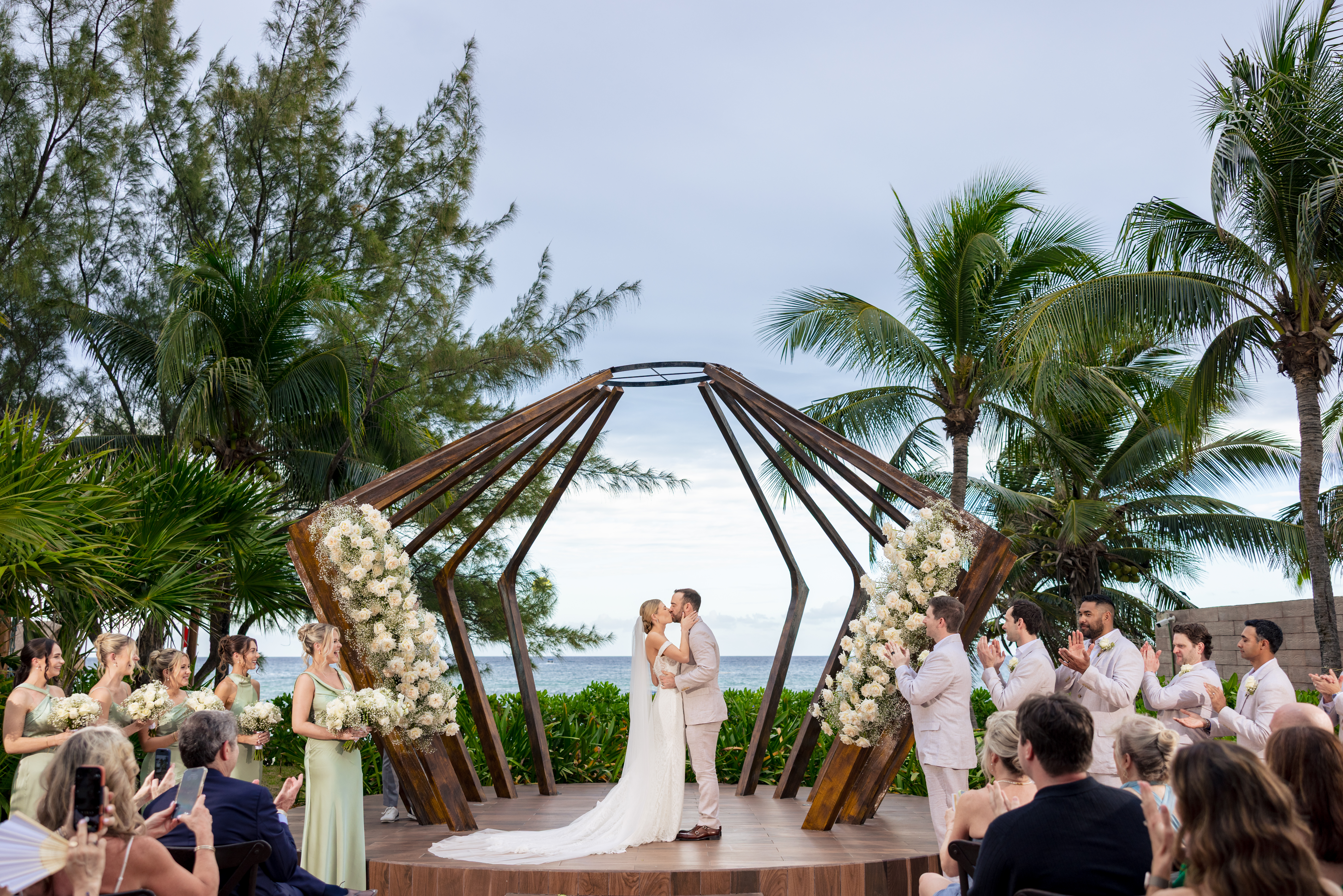 Couples first kiss-The Fives Beach Hotel Wedding by M.E.Photo & Films