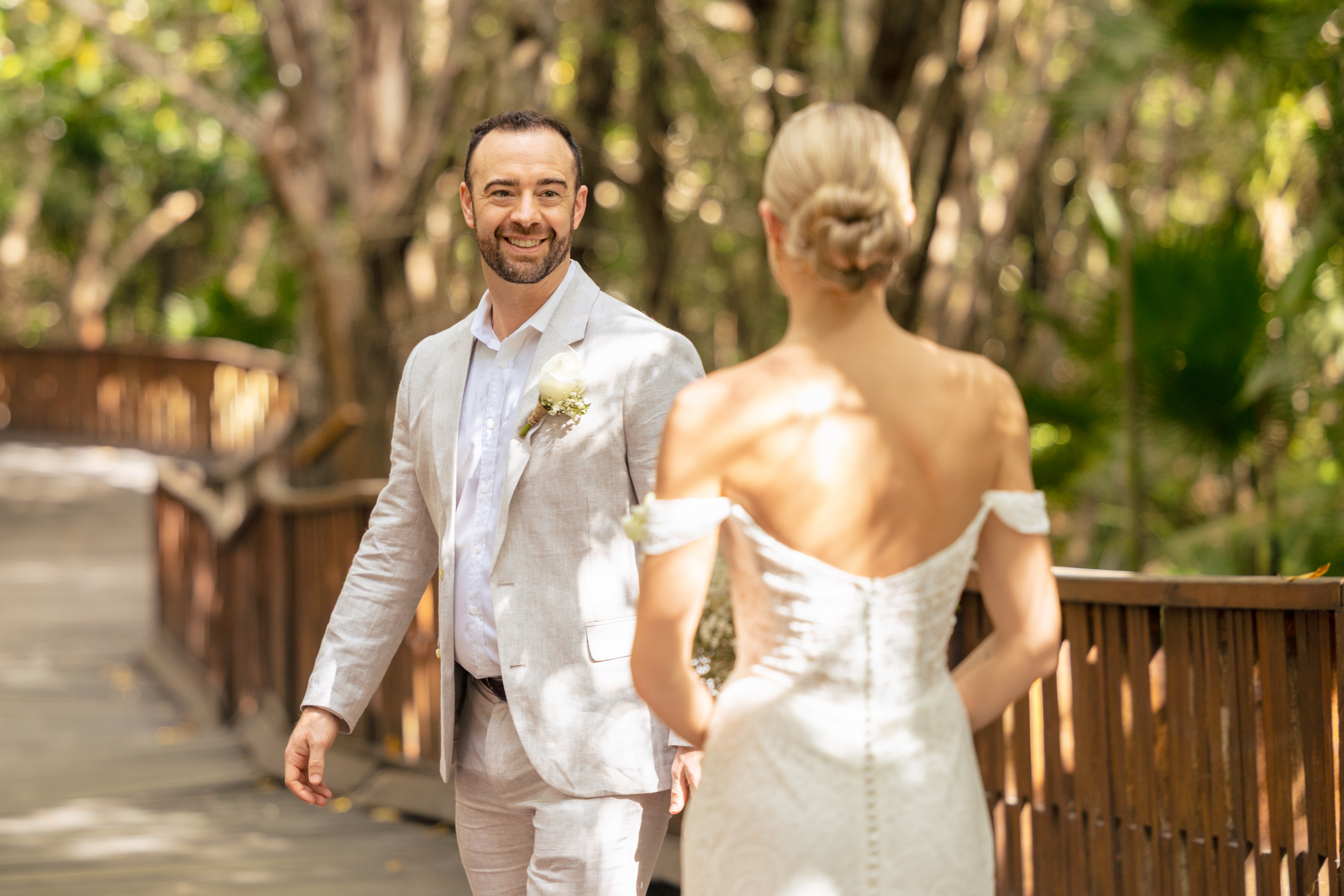 Bride and Groom's First look-The Fives Beach Hotel Wedding by M.E.Photo & Films