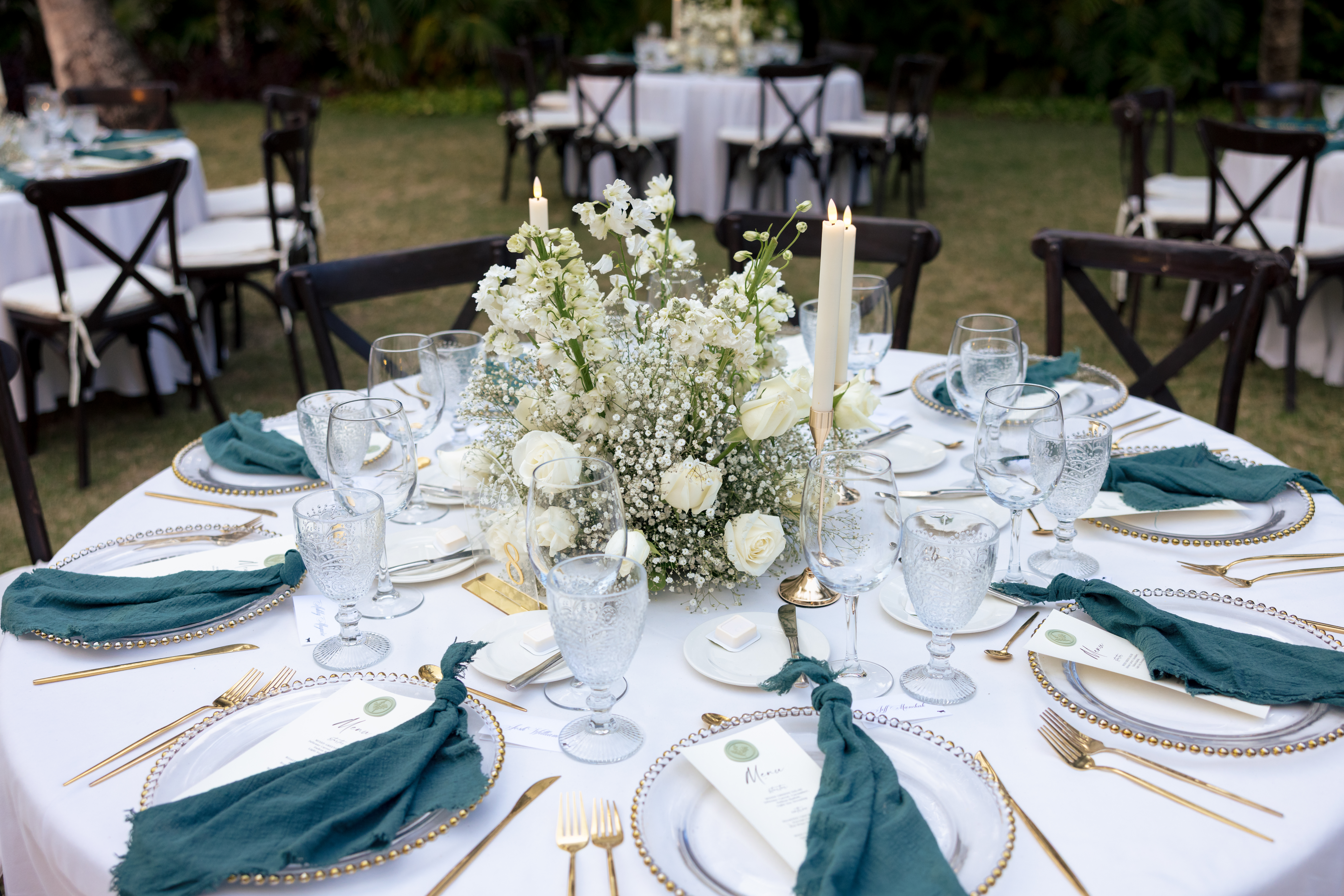 Reception Table decor-The Fives Beach Hotel Wedding by M.E.Photo & Films