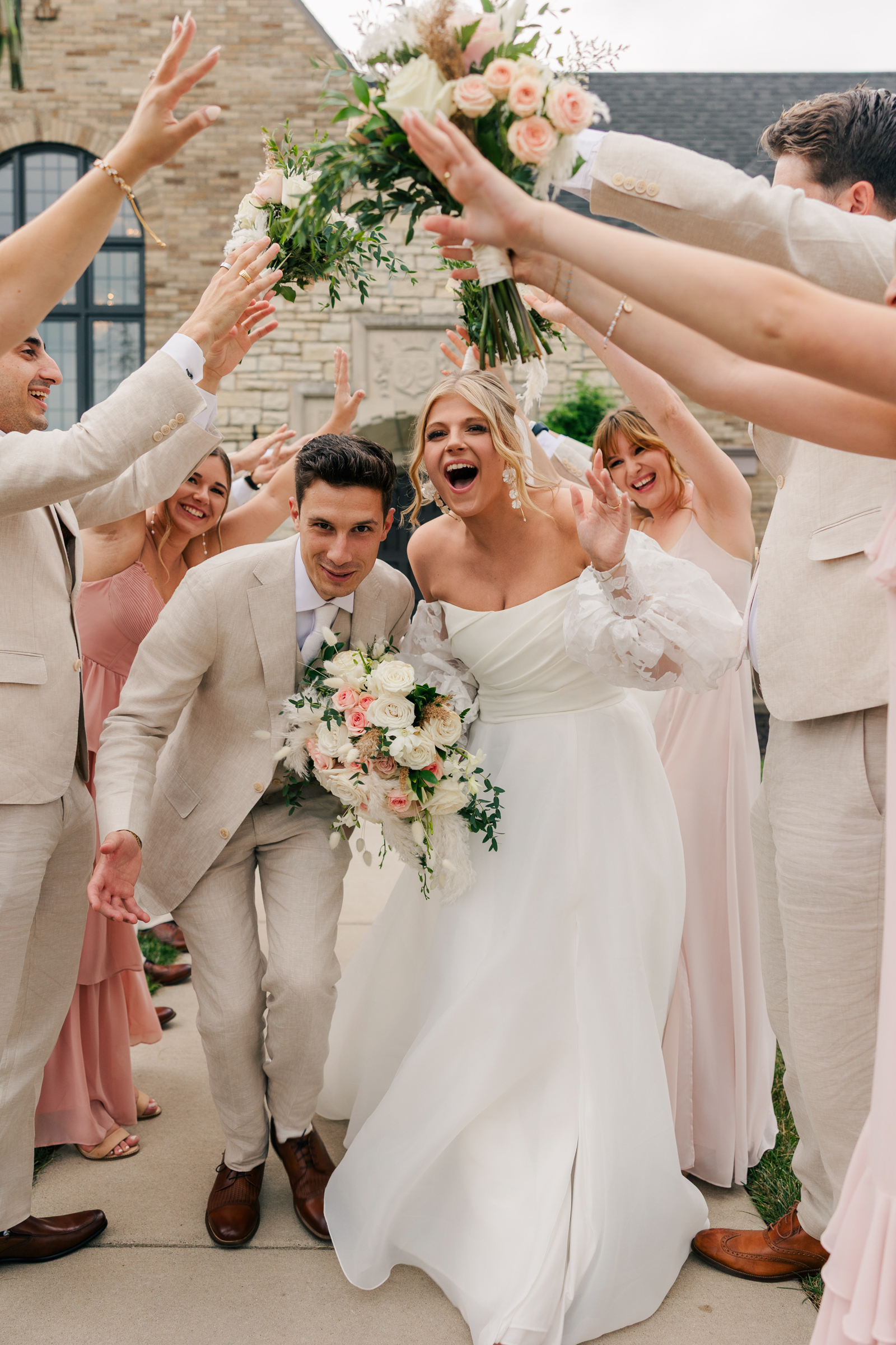 Fun processional, wedding at Venue3Two, Grand Rapids, Chrystin Melanie Photography