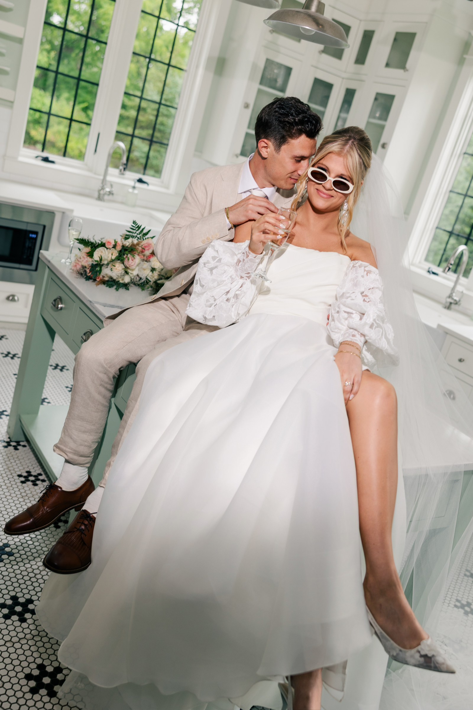 retro portrait wedding at Venue3Two, Grand Rapids, Chrystin Melanie Photography