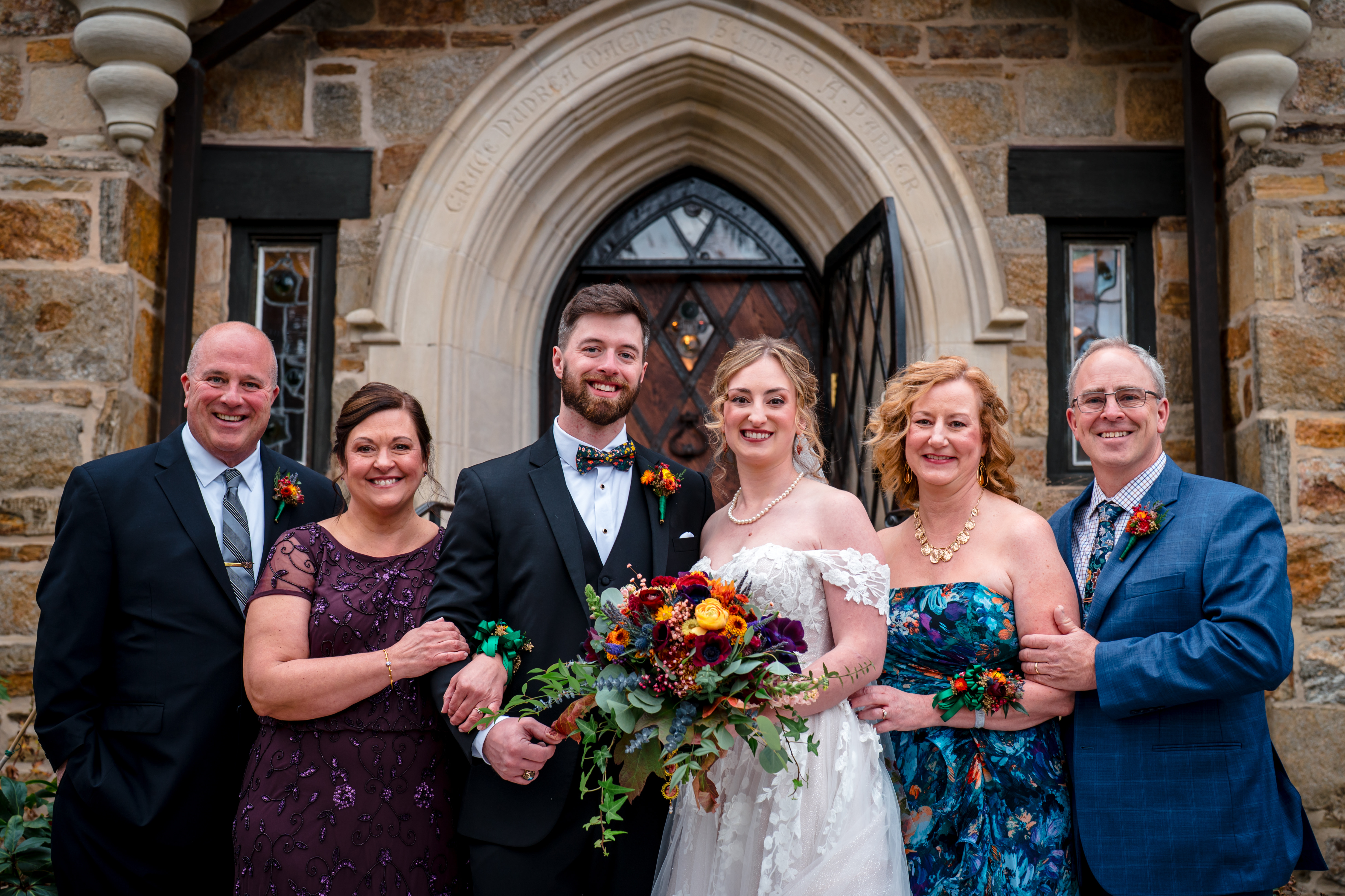 Family portraits at Cloister Castle wedding photographed by Bee Two Sweet