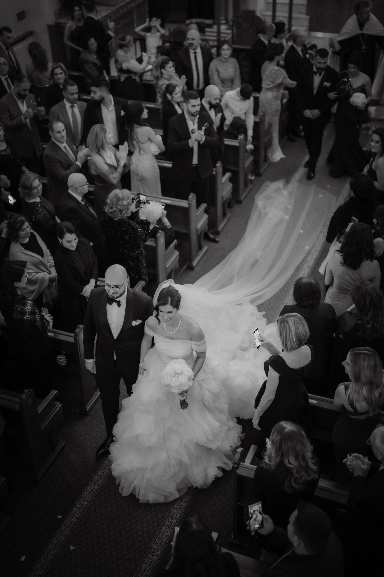 Dad walking bride down the aisle aerial view-Jeff Gagnon Photography