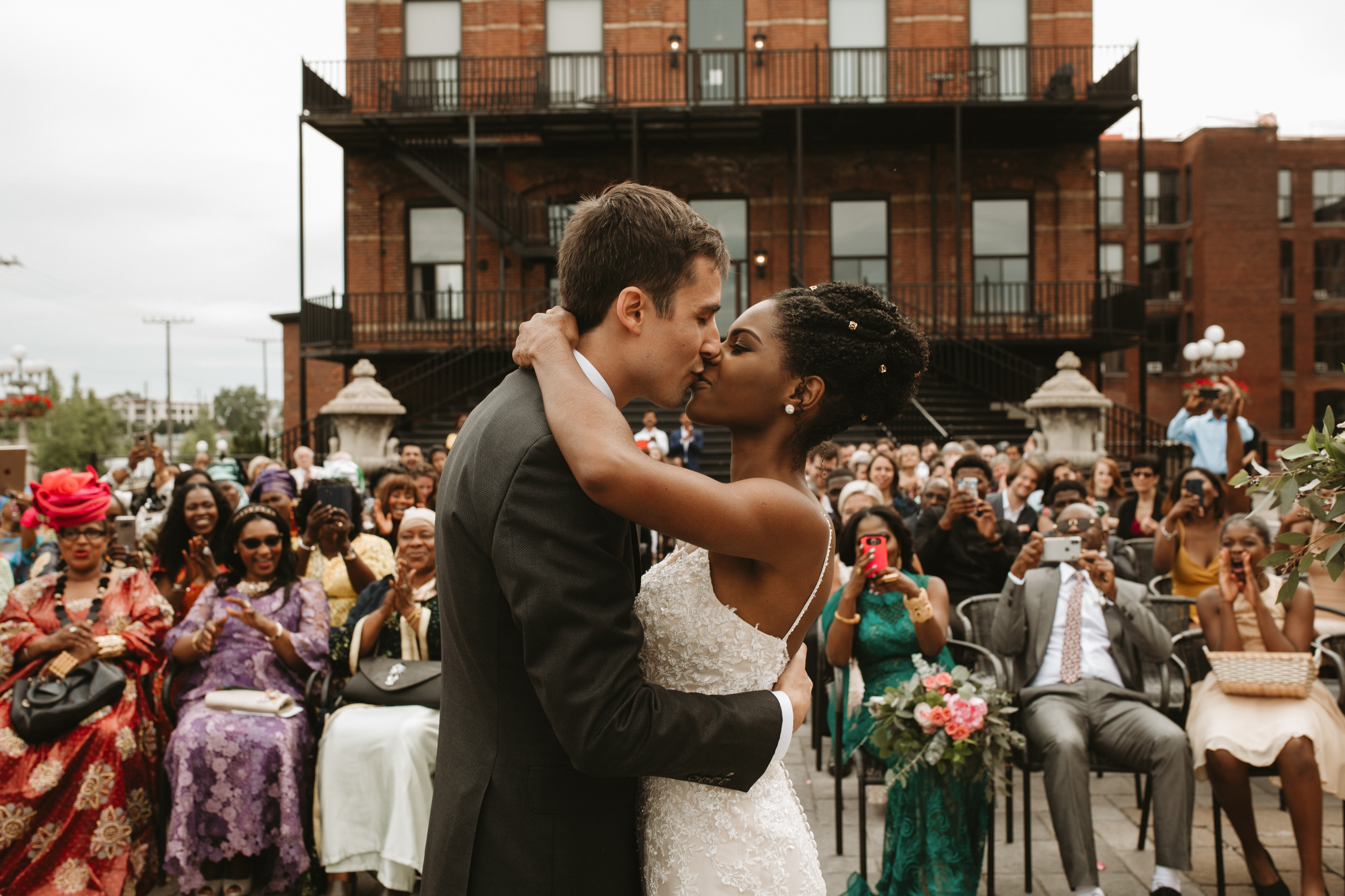 bride and grooms first kiss-Lana Nimmons Photography