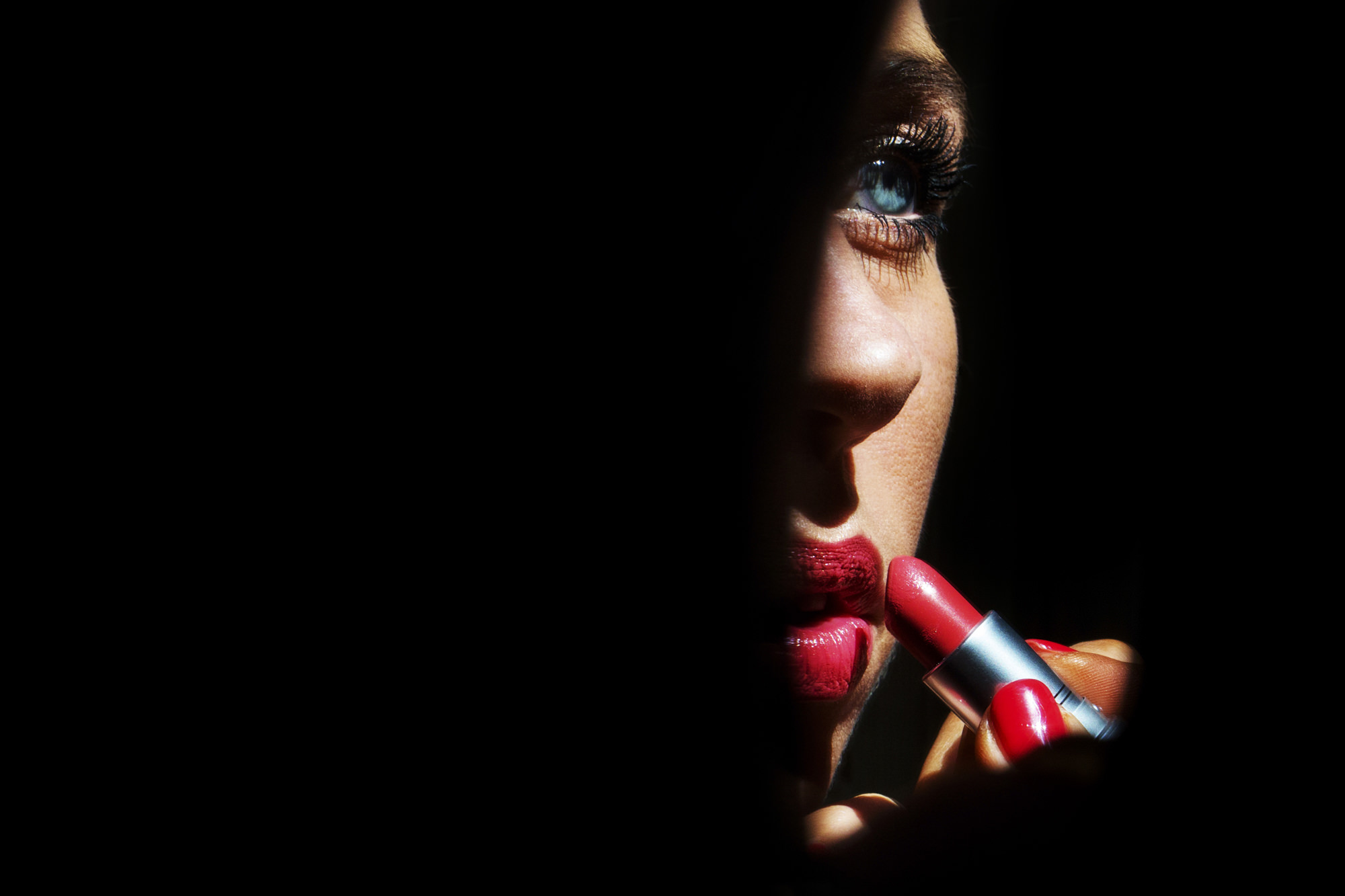 Creative photo of bride with blue eyes in shadow by Look Fotografia of Los Angeles