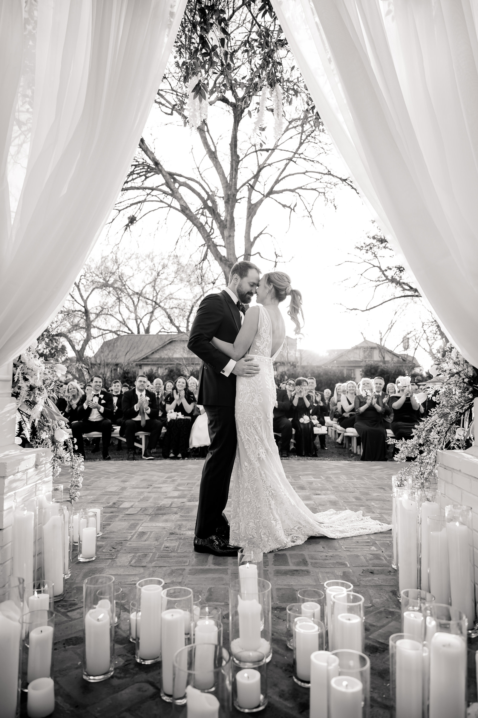 First dance candlelight setting, Photographed by Jenny DeMarco, Texas wedding photographer