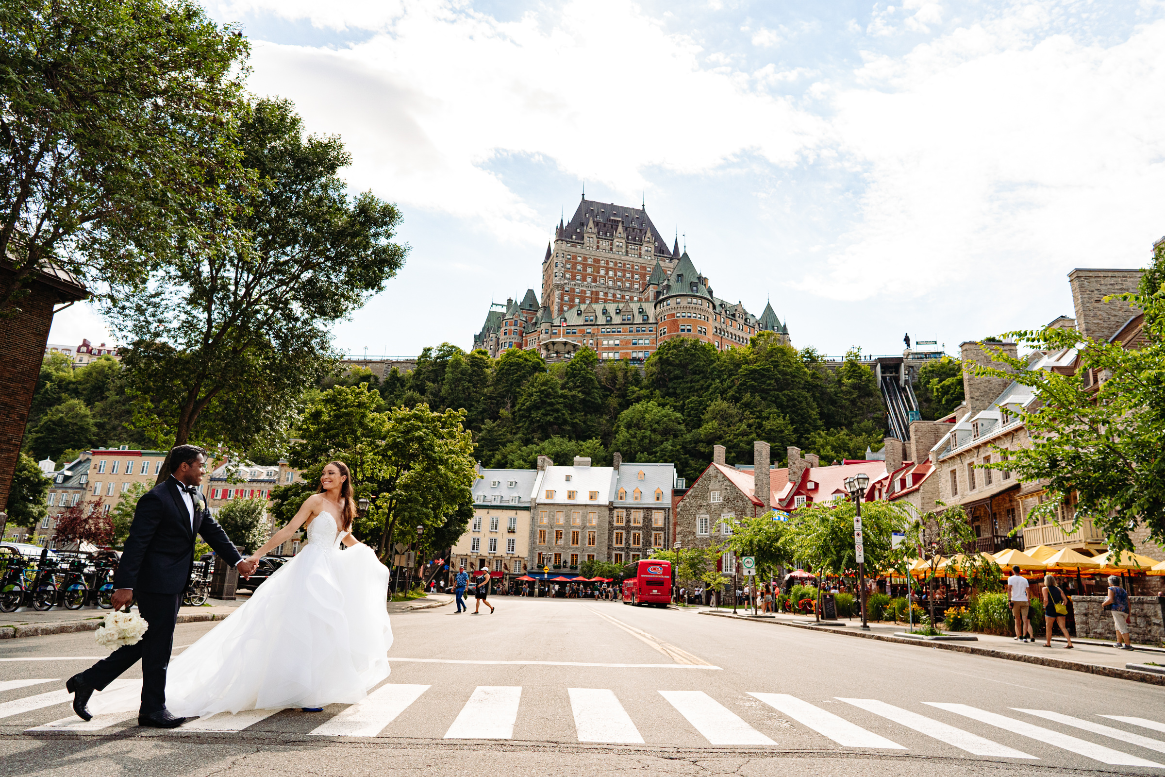 Couple walking through Quebec Citu-Annie Simard