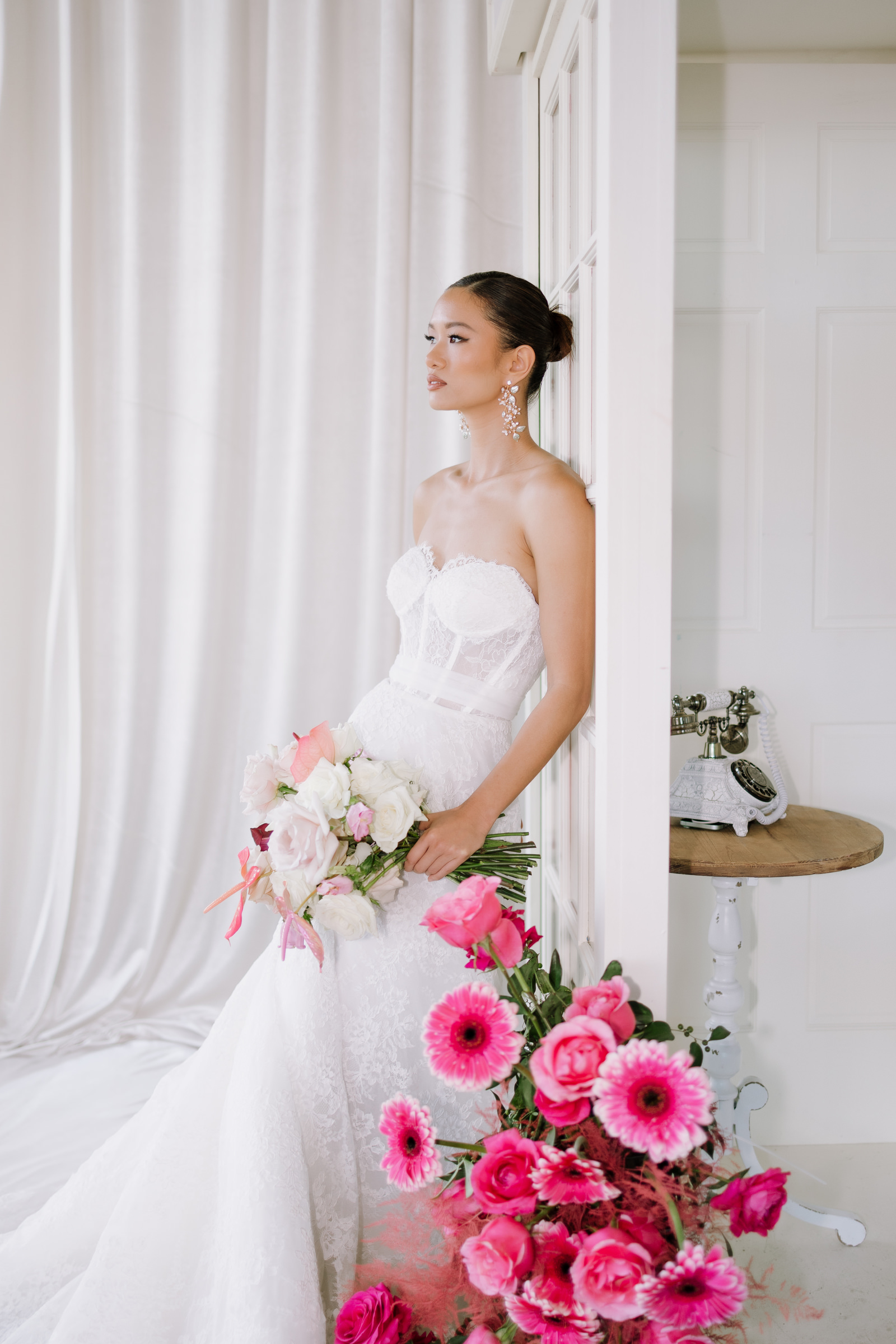 strapless wedding dress with lace bustier, photographed by Lusia Studio, Wisconsin and destination wedding photographers