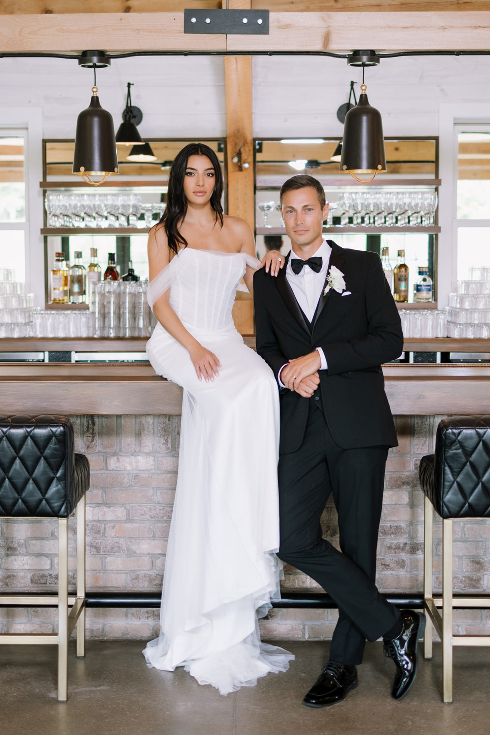 Drop sleeve strapless wedding dress, photographed by Lusia Studio, destination wedding photographers