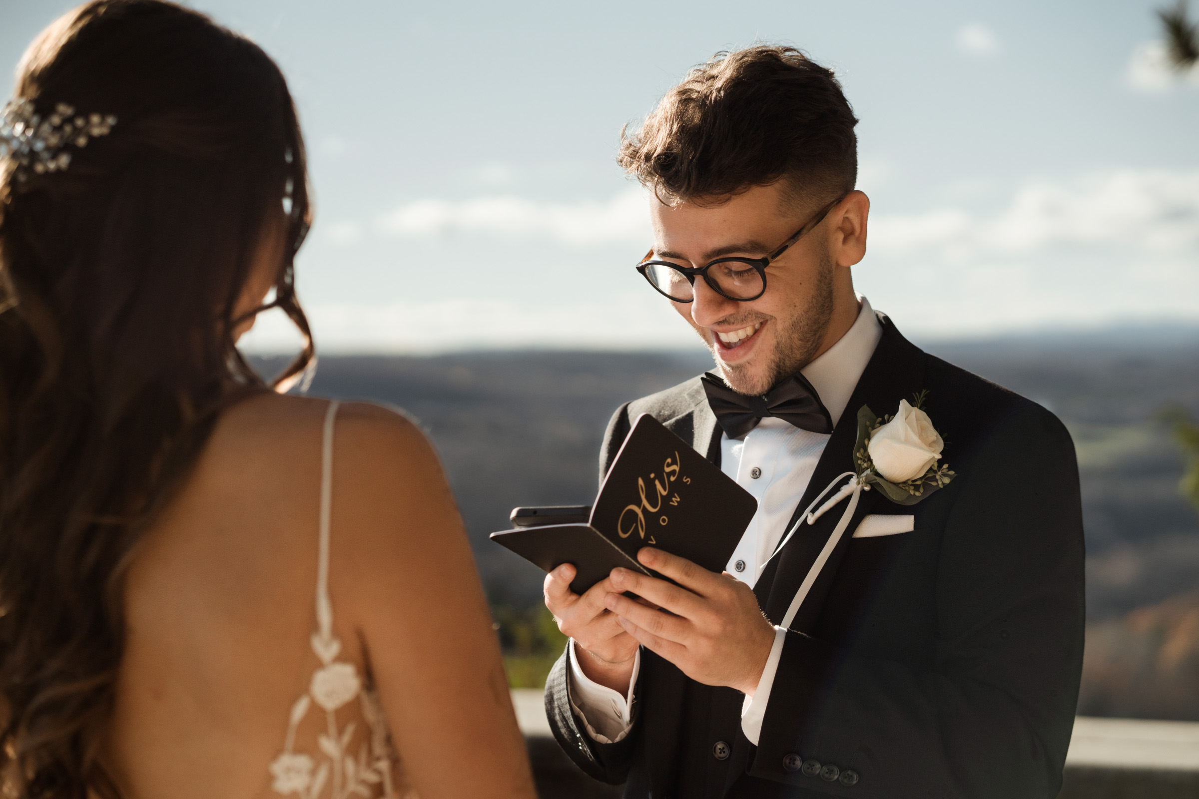 groom reading his vows to bride-Kara Films