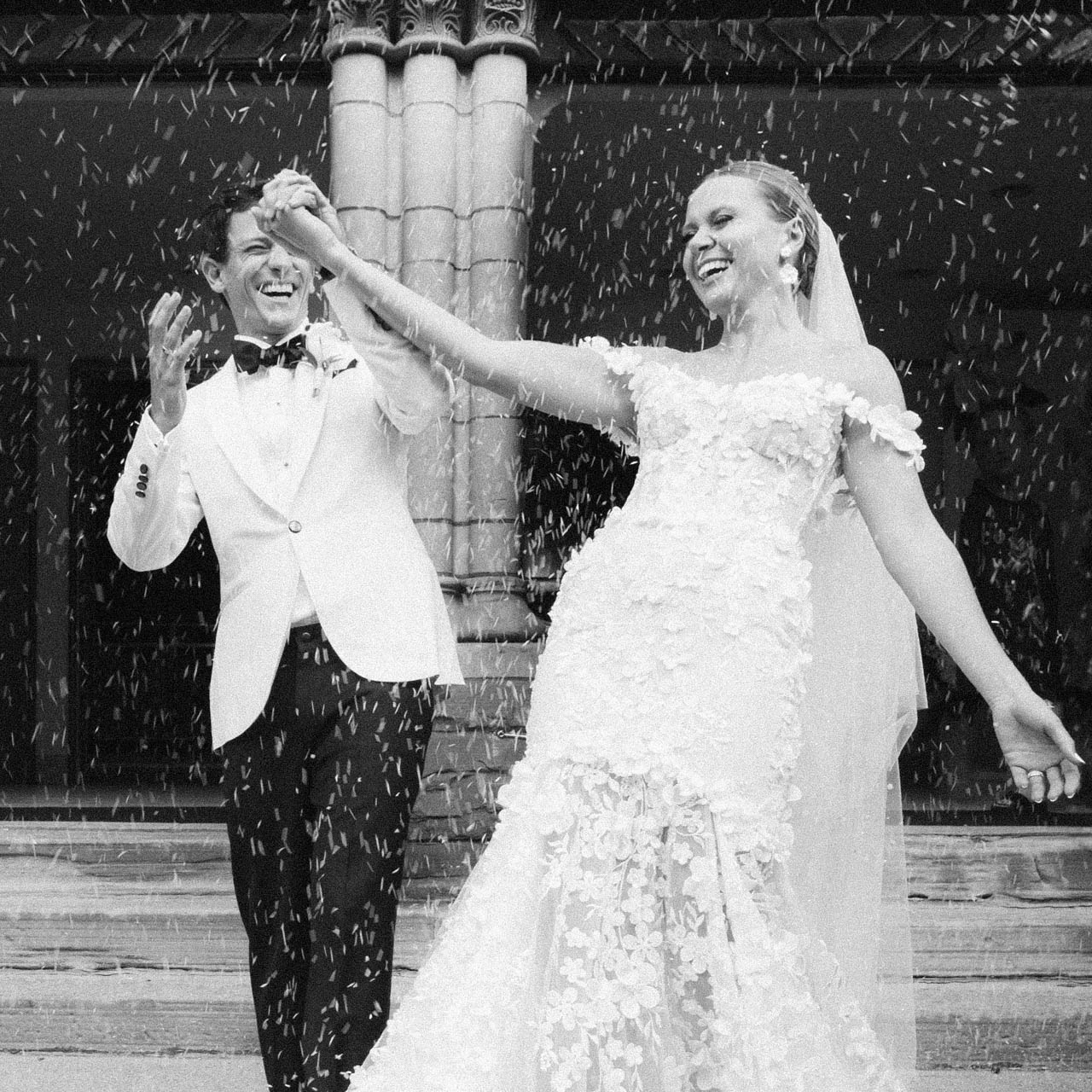 bride and groom happy exit-Raphaelle Granger