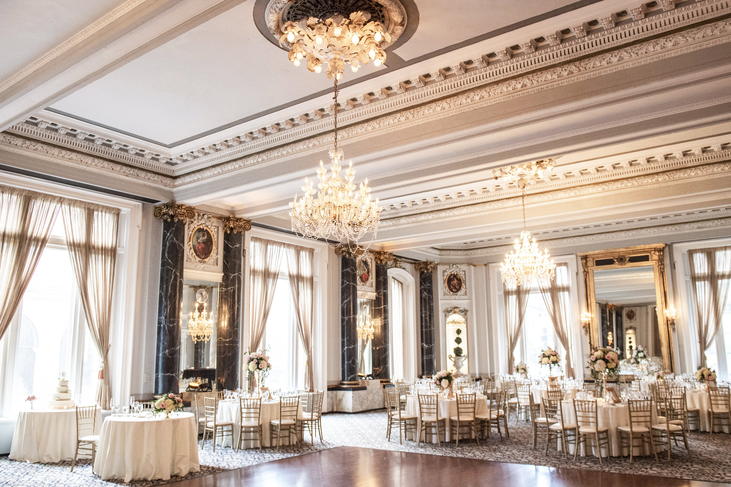 wedding venue with elegant ballroom reception space, photographed by Anna Schmidt, DC wedding photographer