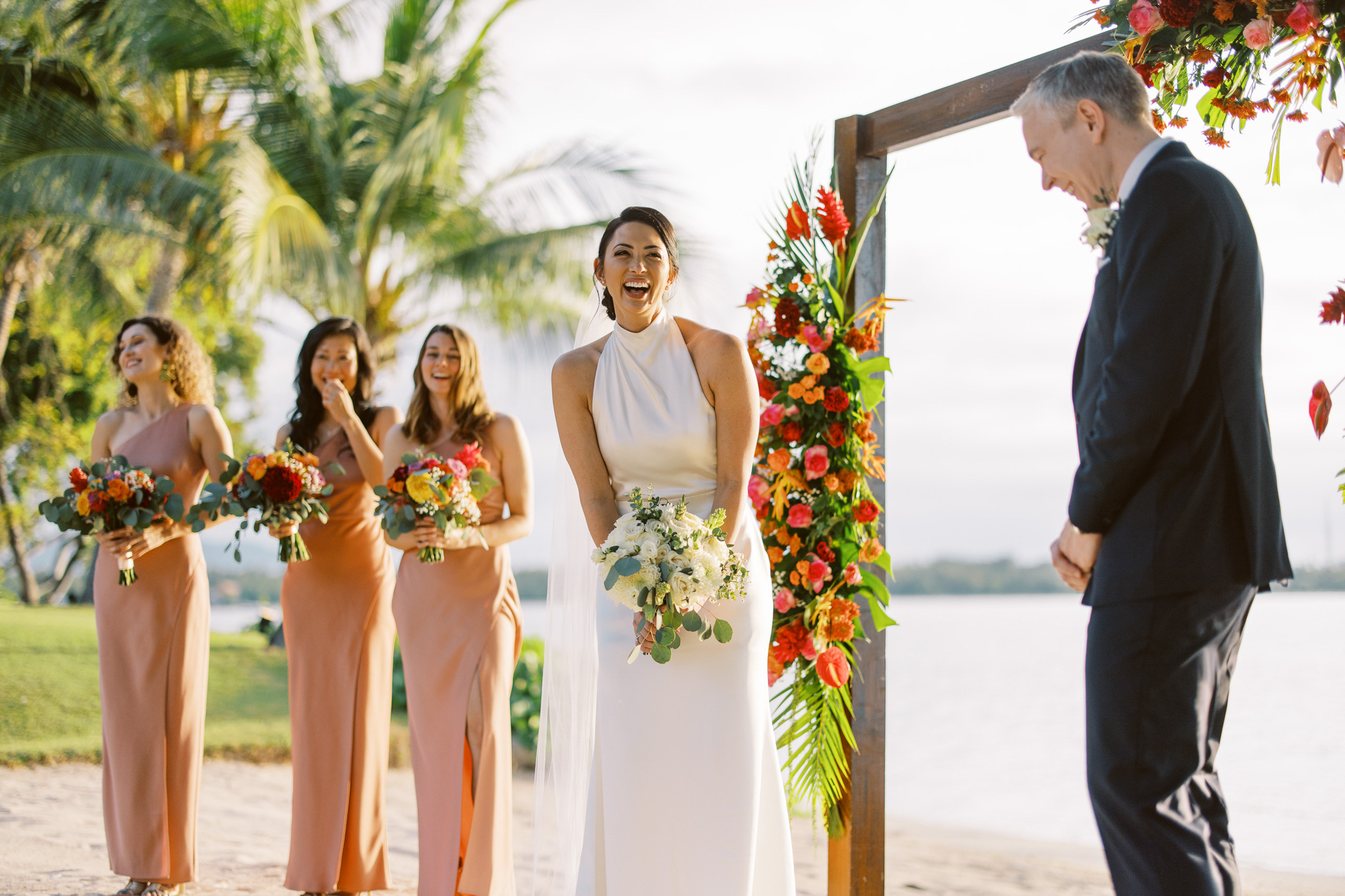 Happy bride at wedding at The Oberoi Resort Lombok, Sylvain Bouzat Photography