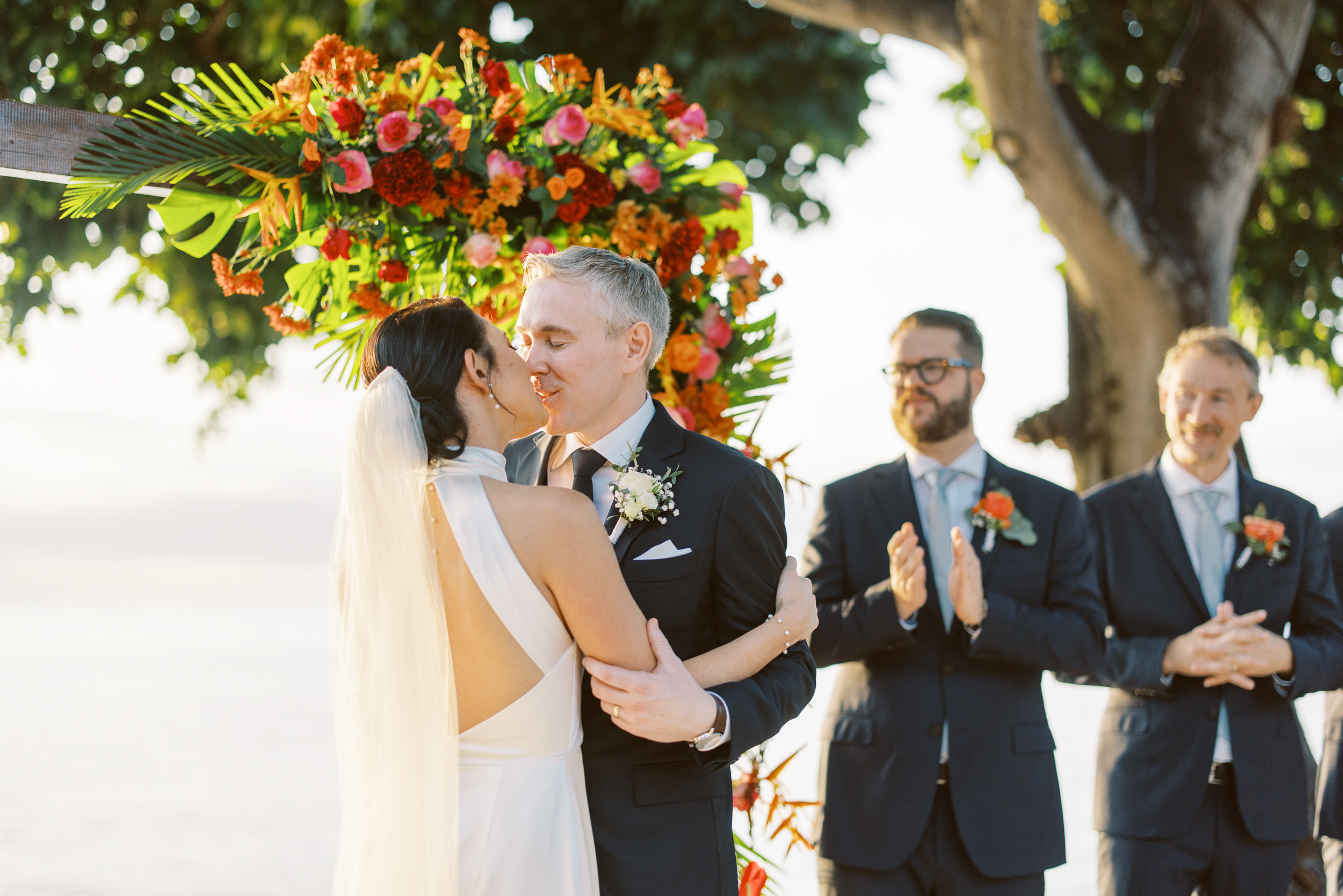 Wedding kiss at The Oberoi Resort Lombok, Sylvain Bouzat Photography
