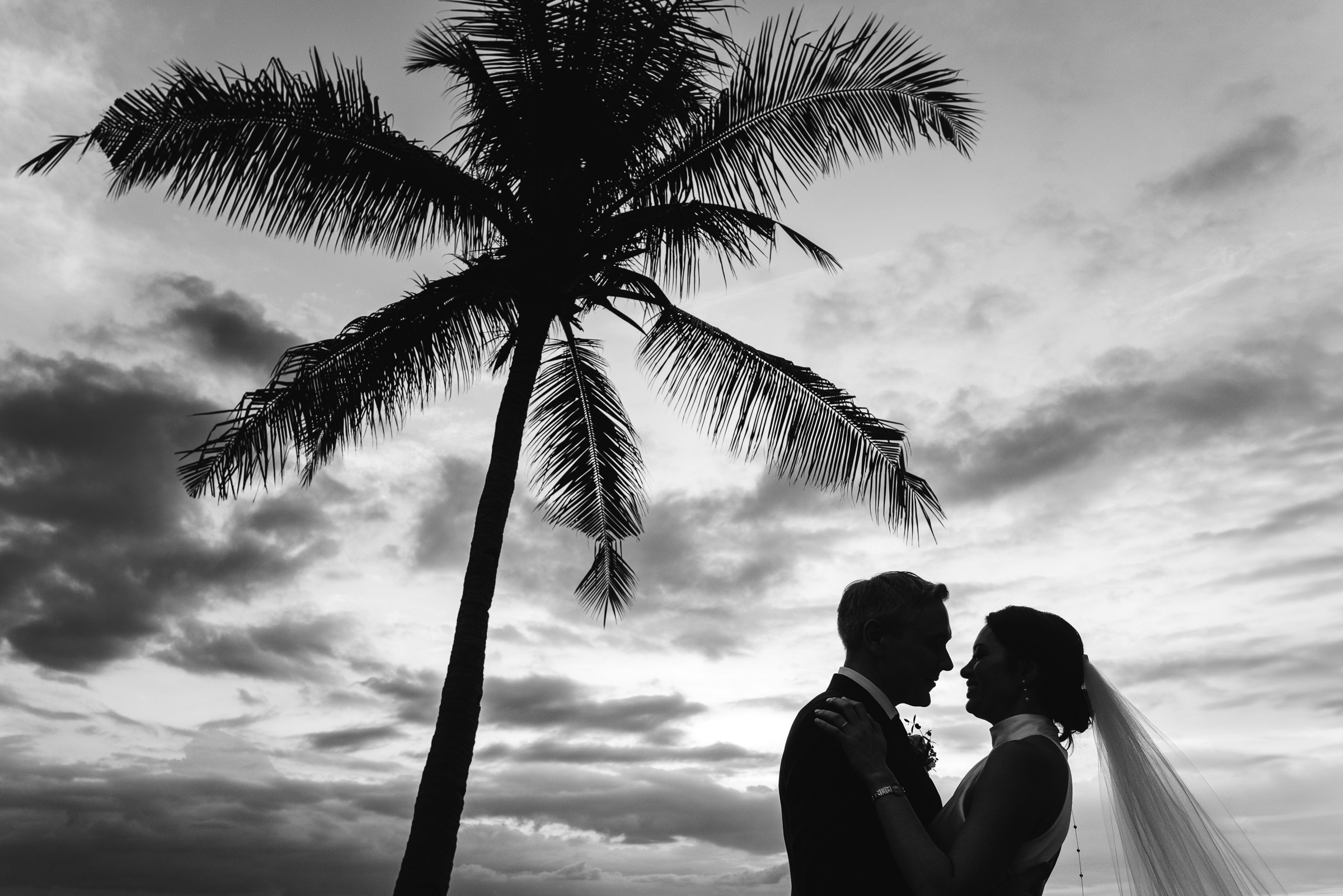 black and white portrait from wedding at The Oberoi Resort, Lombak