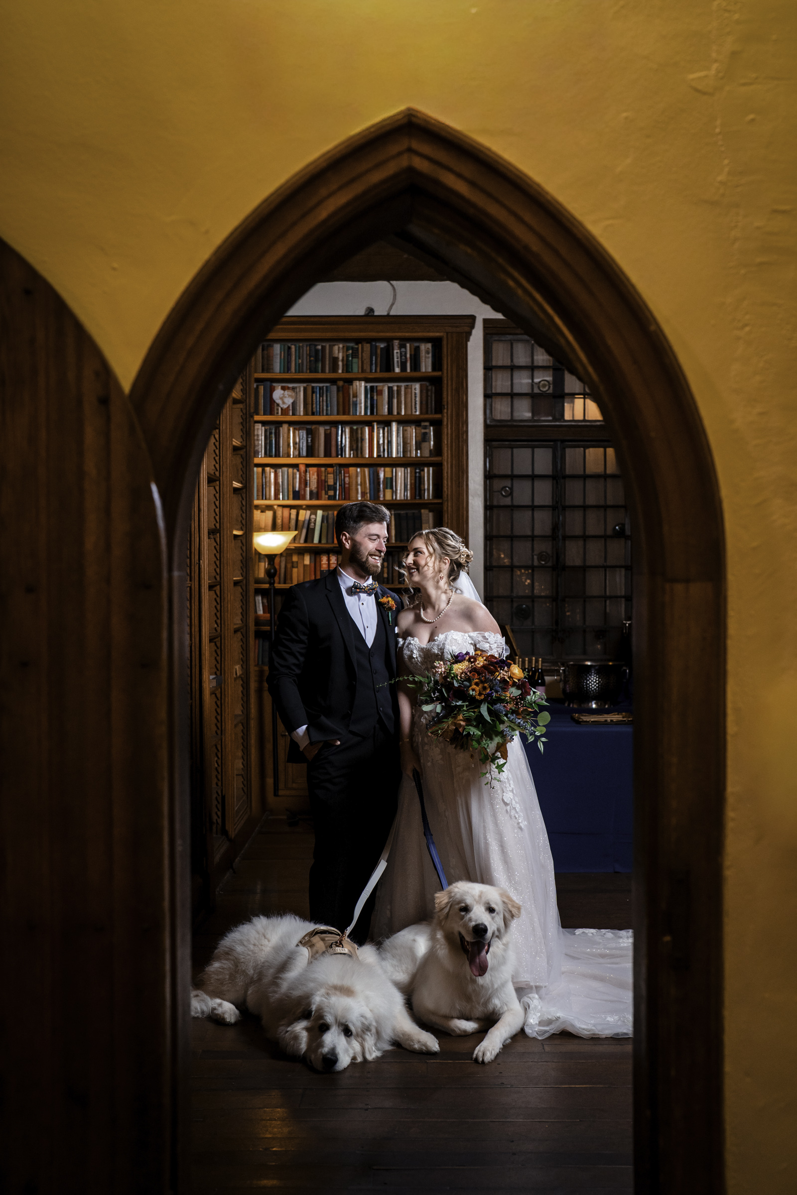 Portraits with puppies, wedding at Cloister Castel, Bee Two Sweet Photography