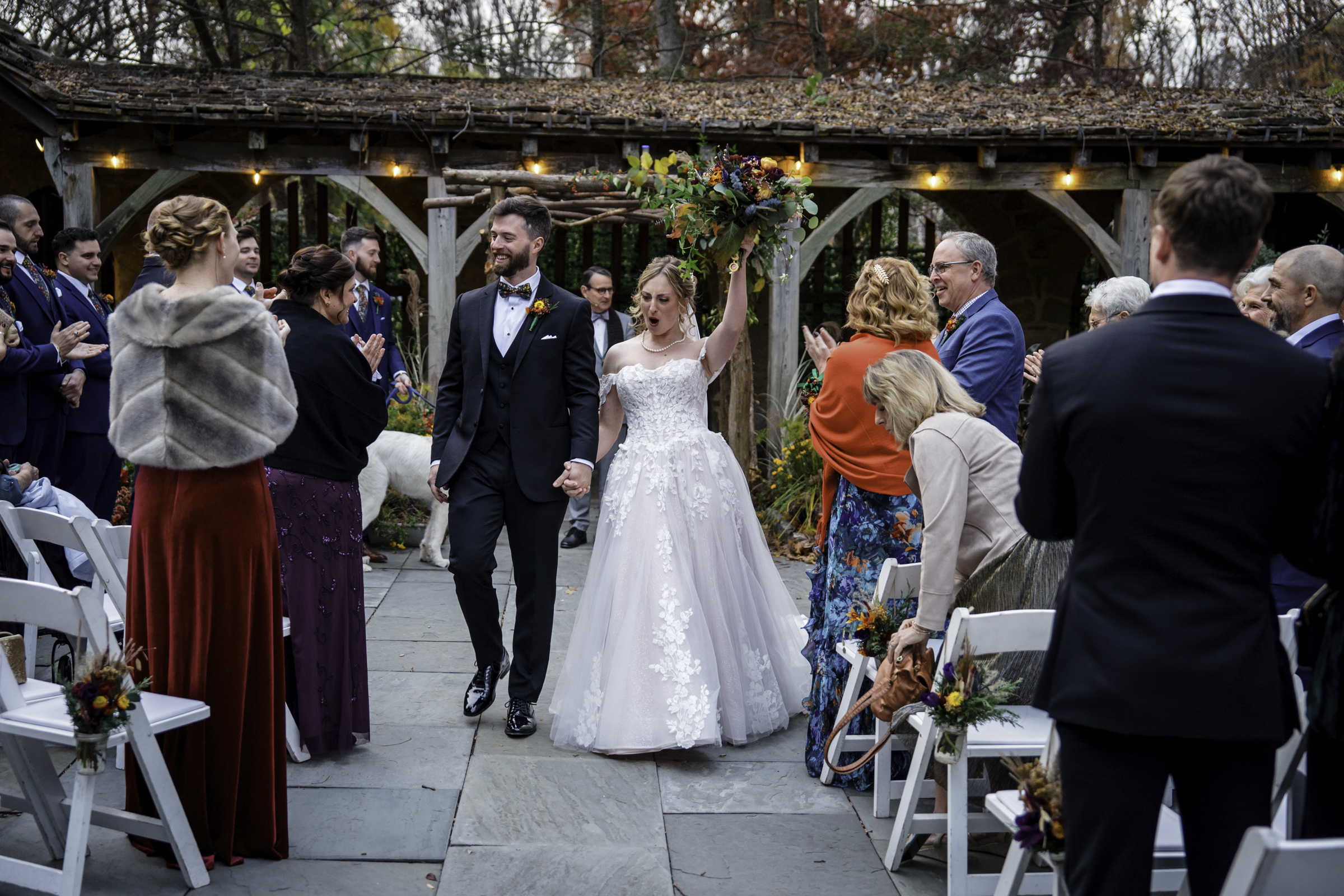 Wedding processional at Cloister Castle photography by Bee Two Sweet