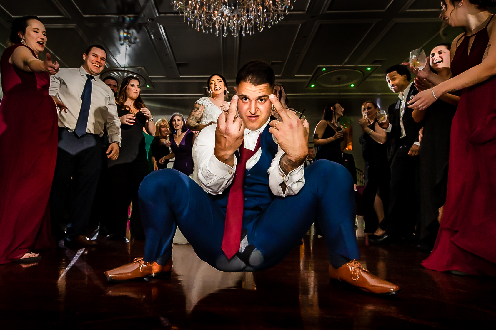 Award-winner-man throwing up third fingers, Daniel Nydick Photography, New Jersey