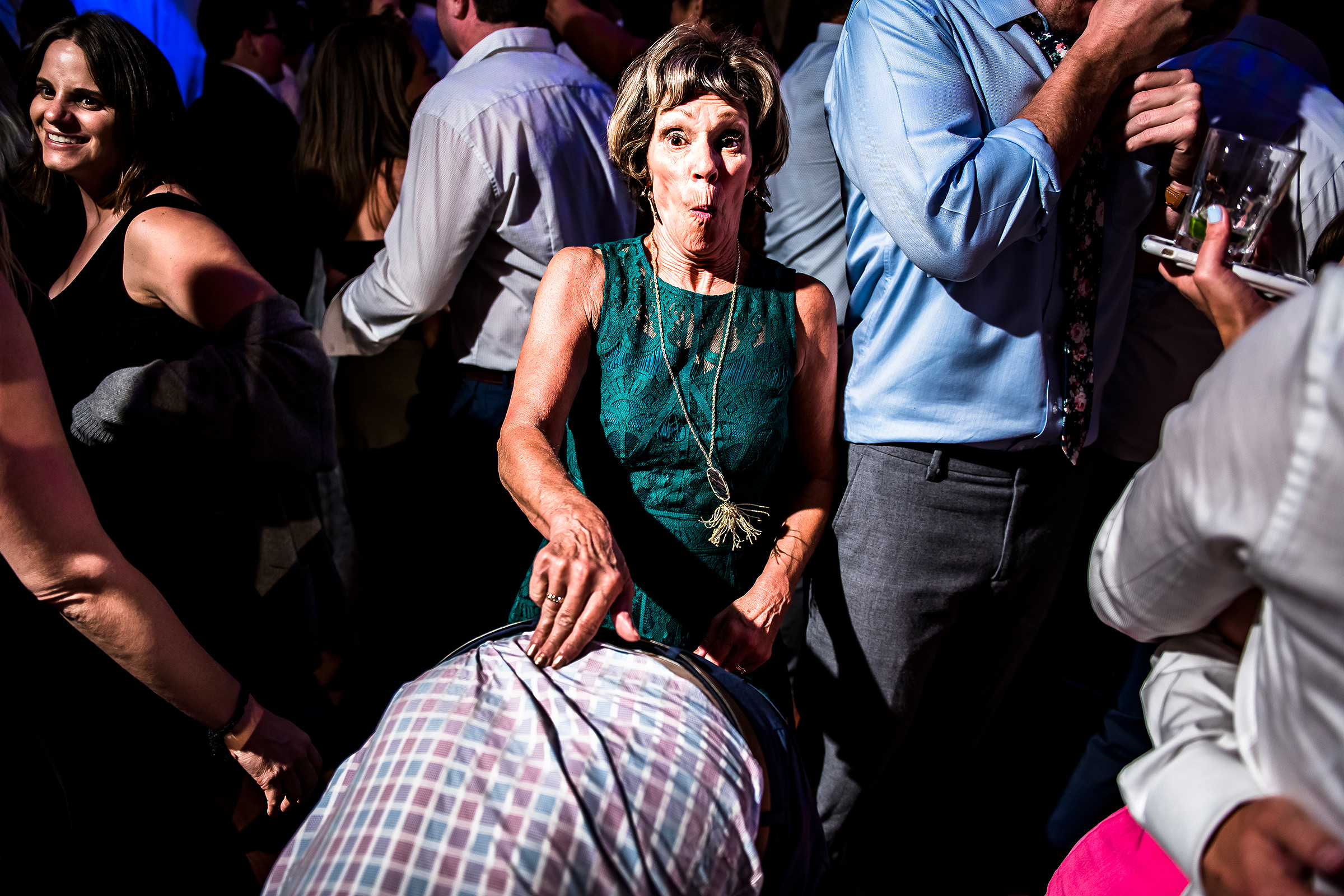 Award winner, surprised guest during dance party - photo by J. La Plante Photo