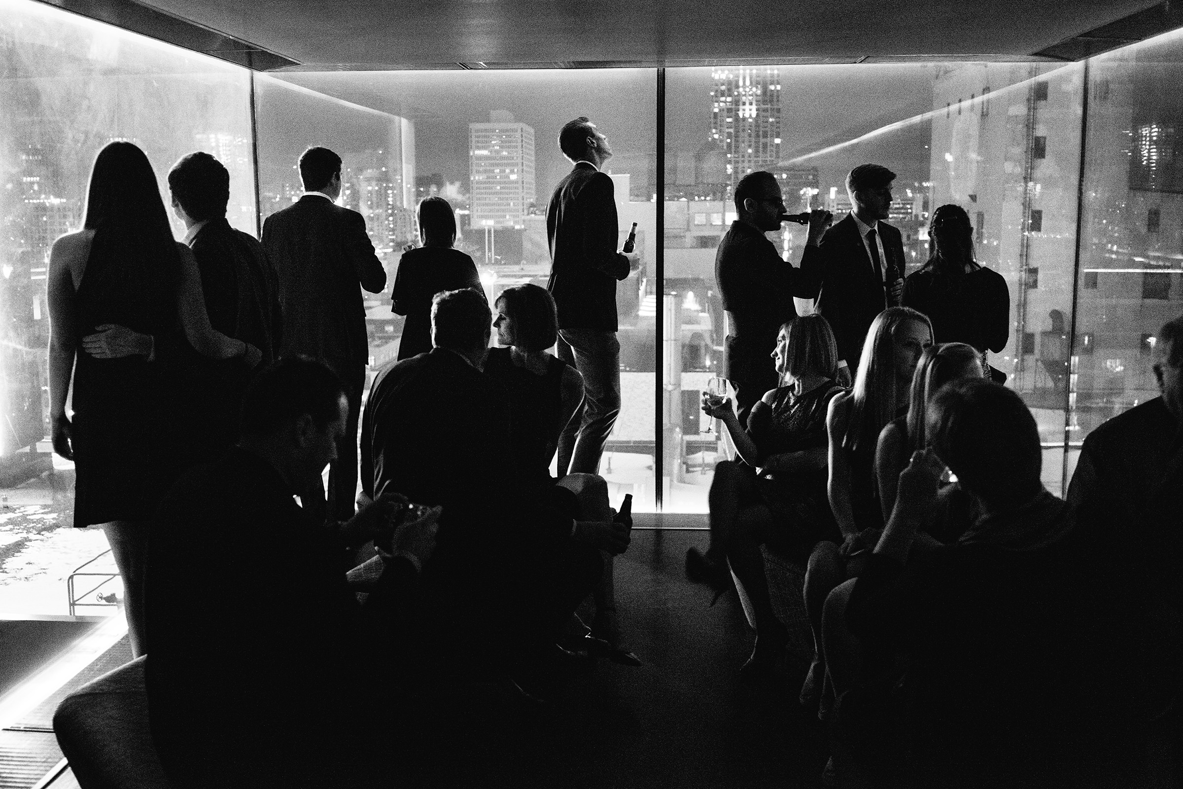 Award winning silhouette of guests during reception - photo by Bradley Hanson Photography, LLC