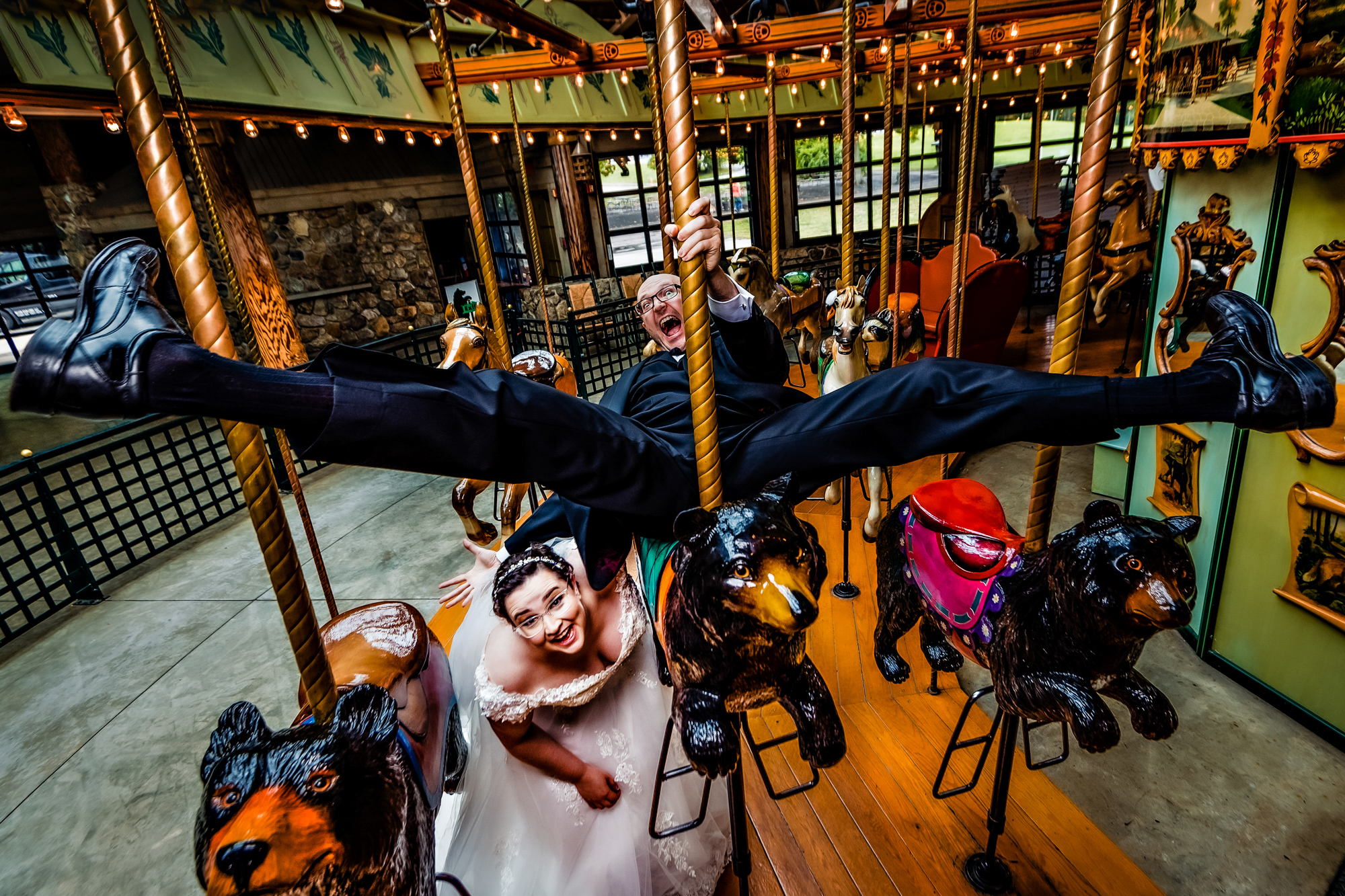 Picture Perfect Portrait winner of couple on carousel - photo by Jeff Tisman Photography-New York wedding photographer