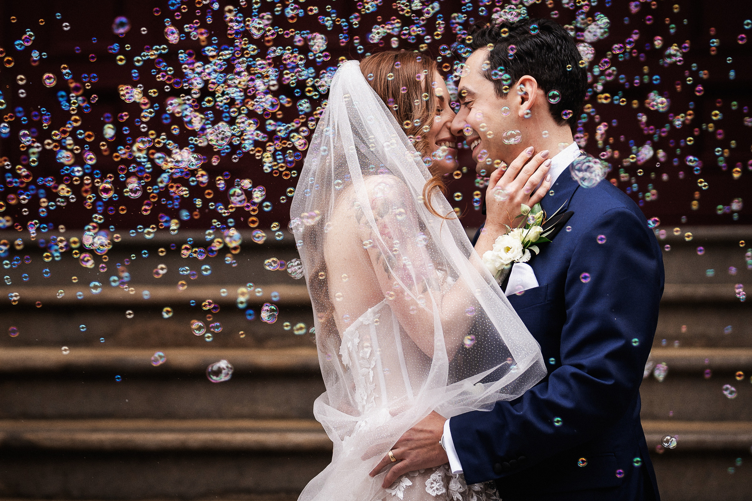 Bride and groom surrounded by bubbles - photo by NYC wedding photographer Ein photography and design Bride and groom surrounded by bubbles - photo by NYC wedding photographer Ein photography and design