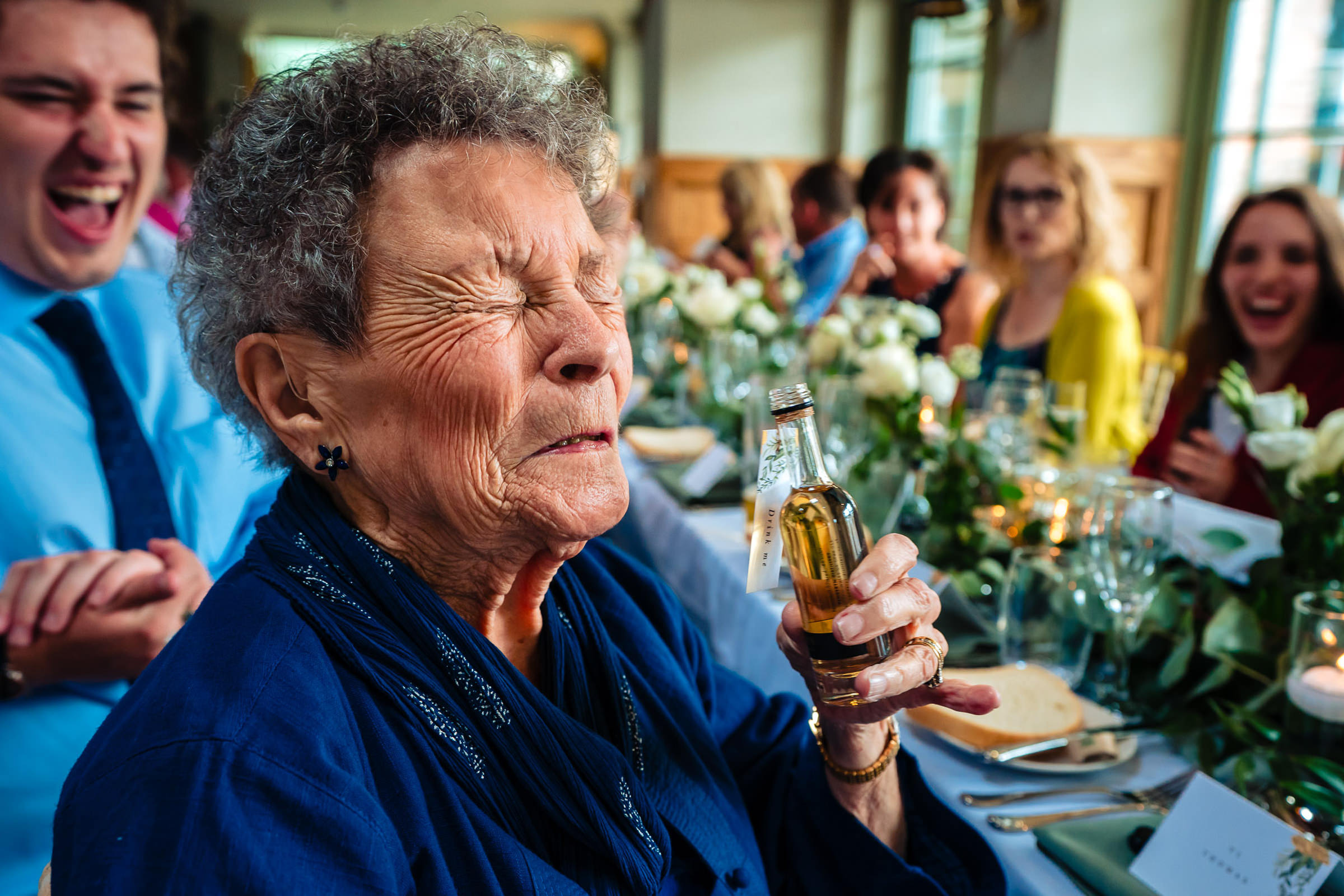 Grandma reacting to drink - photo by Tansley Photography