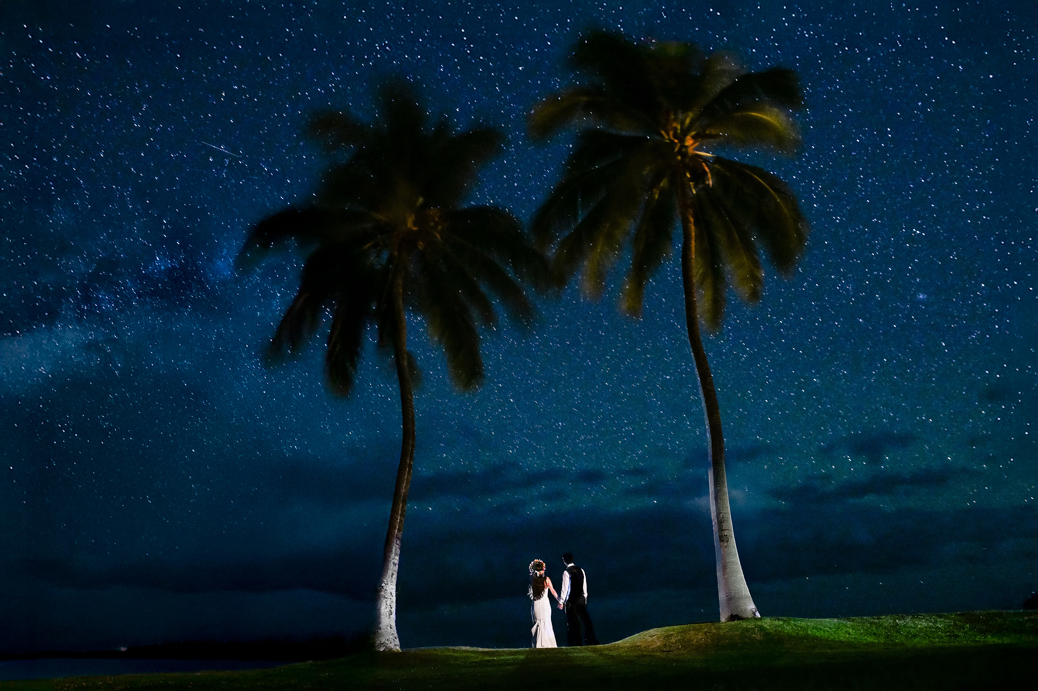 nighttime portrait with stars - photo by Michigan wedding photographer Angela Nelson Photography