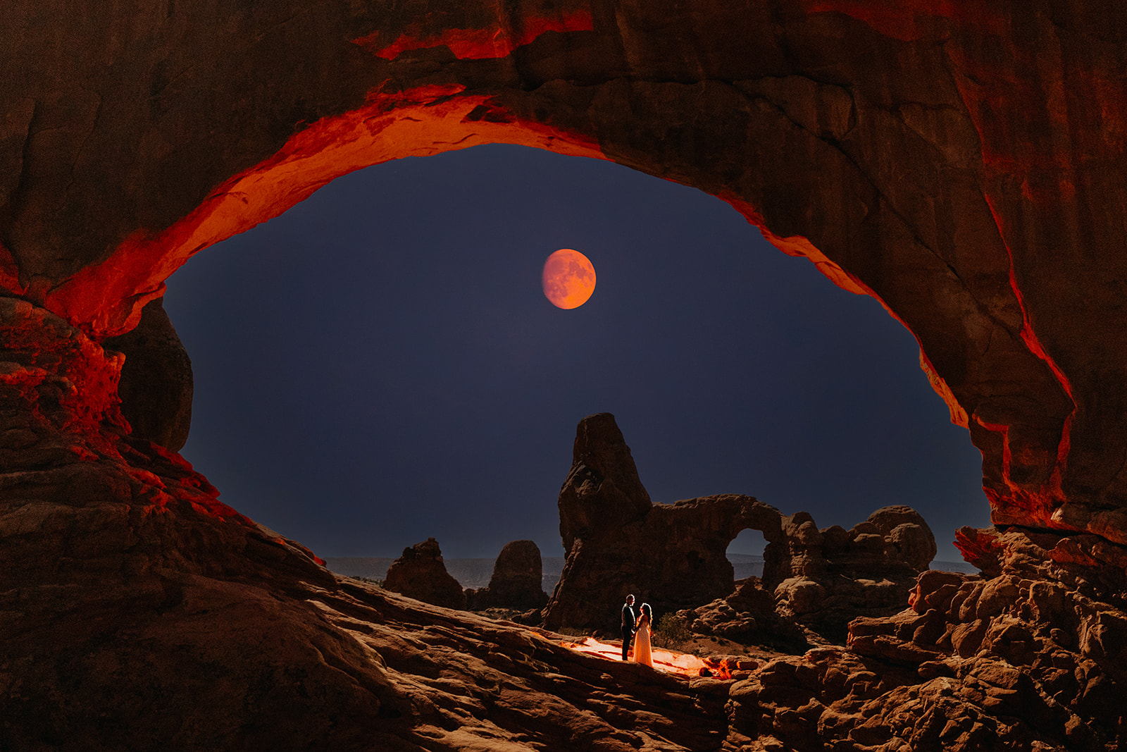 red moon portrait Moab adventure elopement, photo by Adventure and Vow