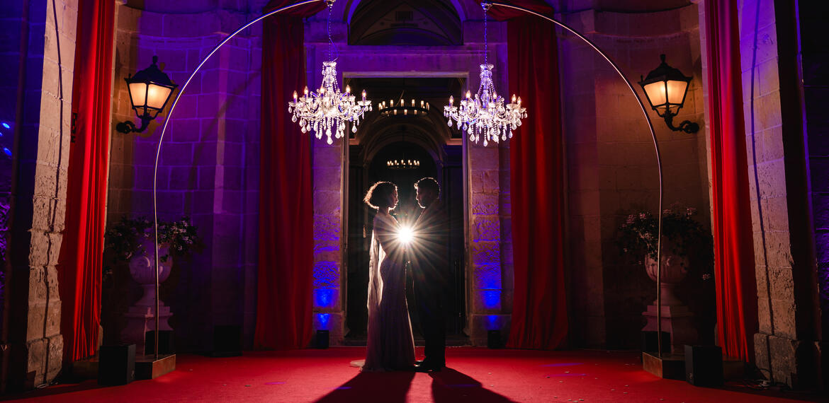 Dramatic wedding portrait at Villa Bologna, Malta, photographed by Franklin Balzan Photography