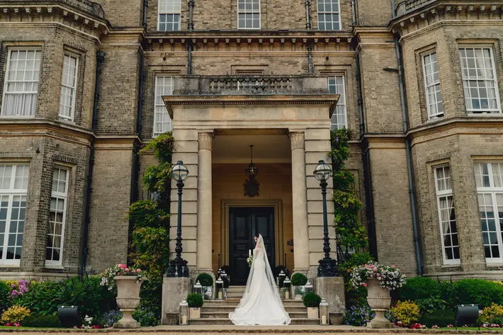 Hedsor House entrance bridal portrait photographed by Ash Davenport