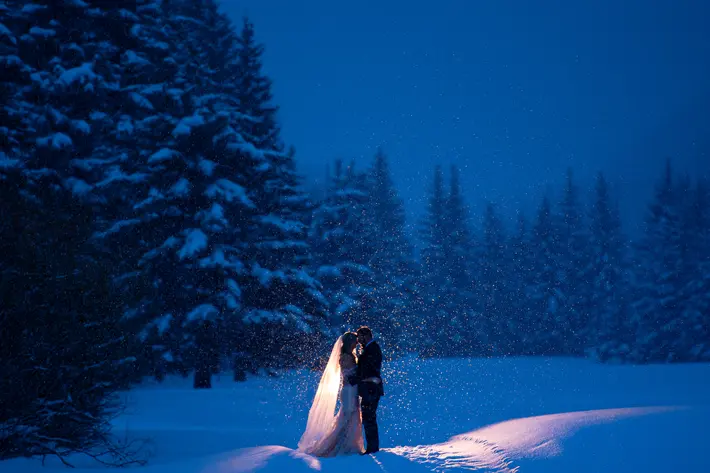 J. La Plante Photo Night couple in the snow