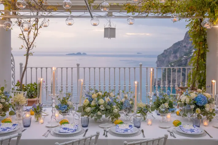 Elegant table setting ideas overlooking amalfi coast italy Joanne Dunn Photographers