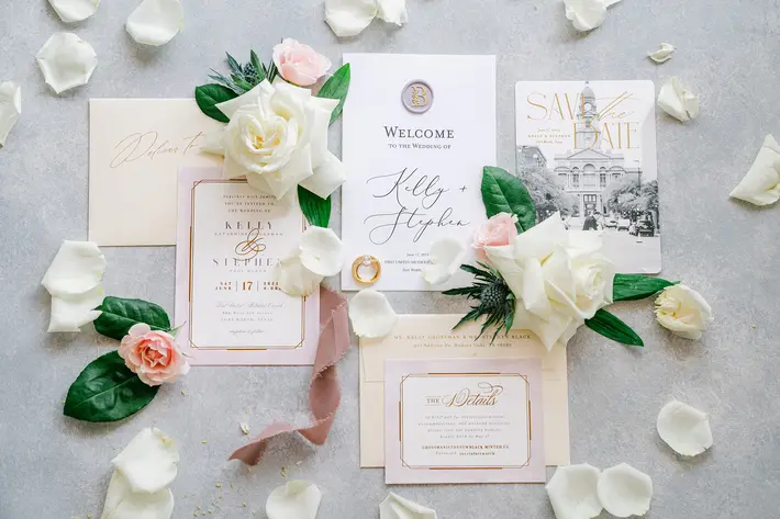 Spring wedding invitations photographed by Kate Noelle, Irvine wedding photographer